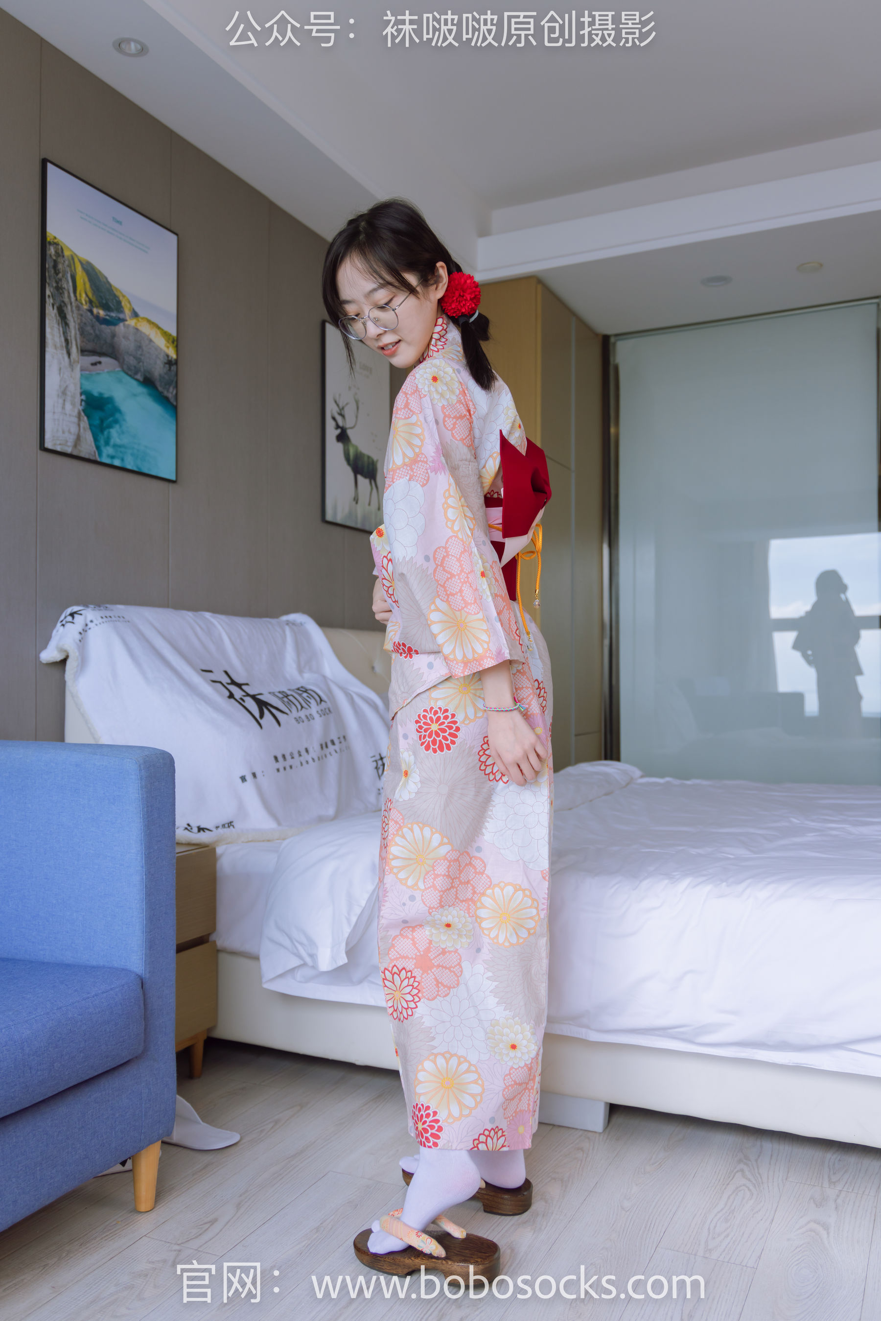 BoBoSocks袜啵啵 No.137 稚予-木屐、分指白棉袜、裸足、和风浴衣
