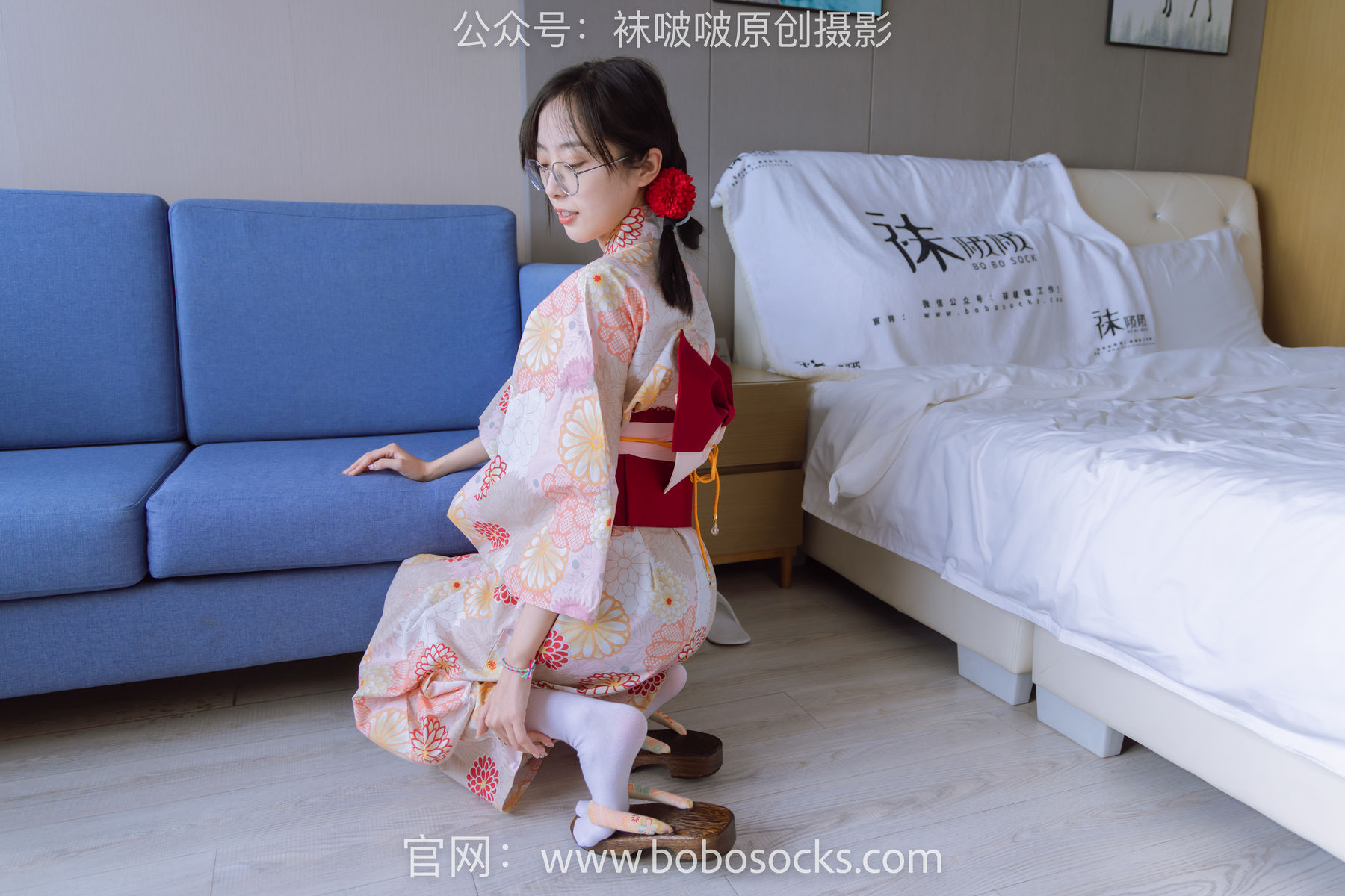 BoBoSocks袜啵啵 No.137 稚予-木屐、分指白棉袜、裸足、和风浴衣