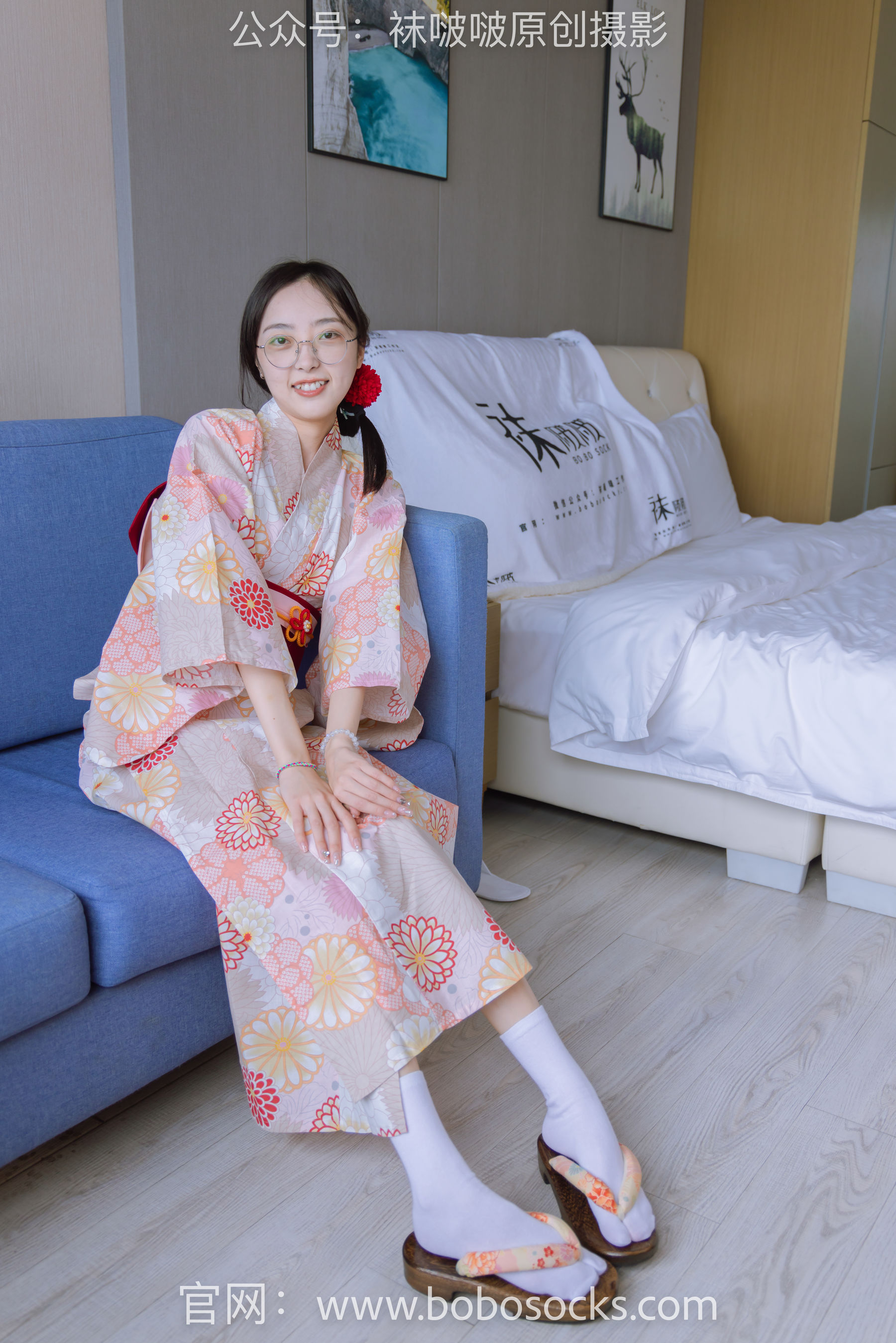 BoBoSocks袜啵啵 No.137 稚予-木屐、分指白棉袜、裸足、和风浴衣