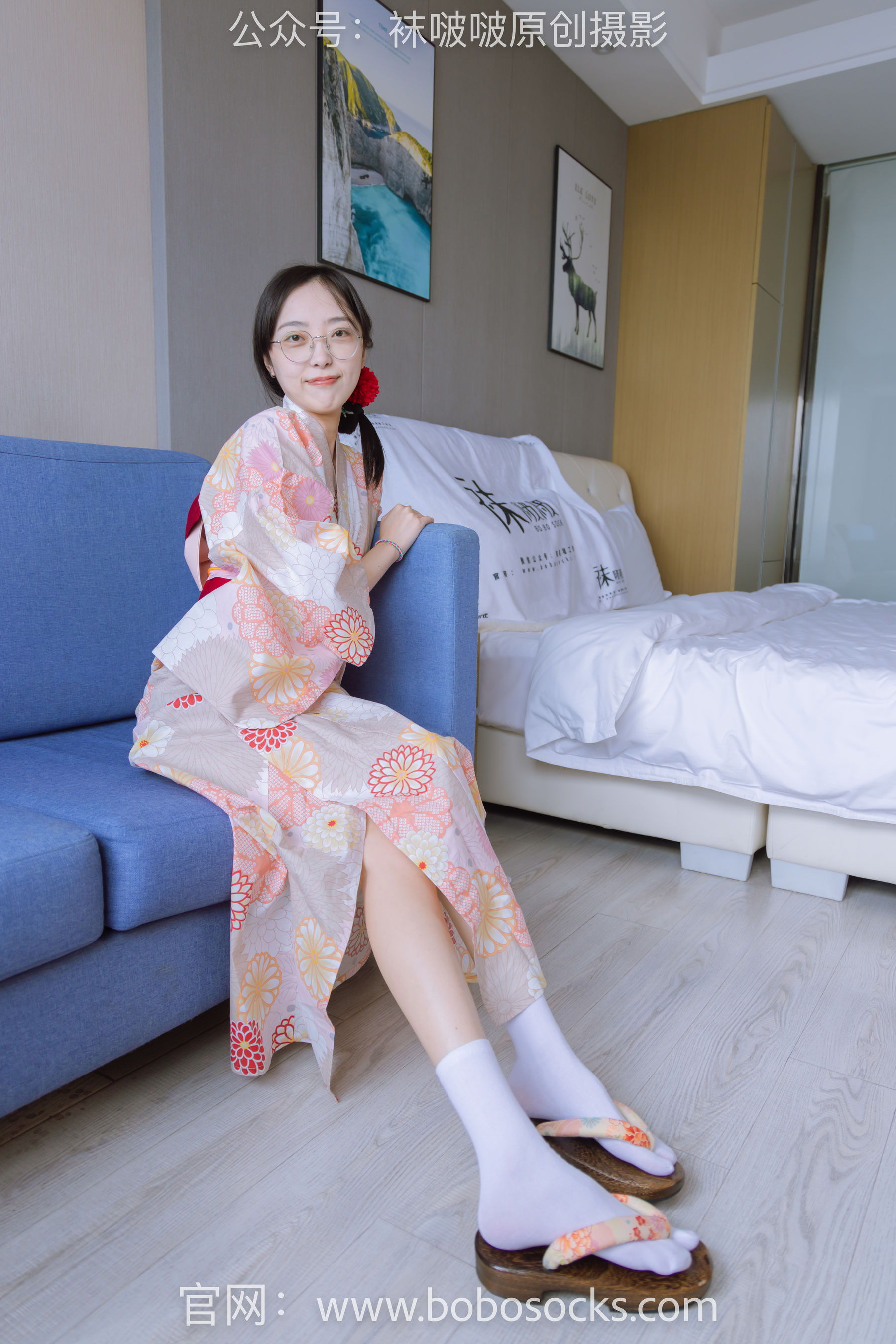 BoBoSocks袜啵啵 No.137 稚予-木屐、分指白棉袜、裸足、和风浴衣