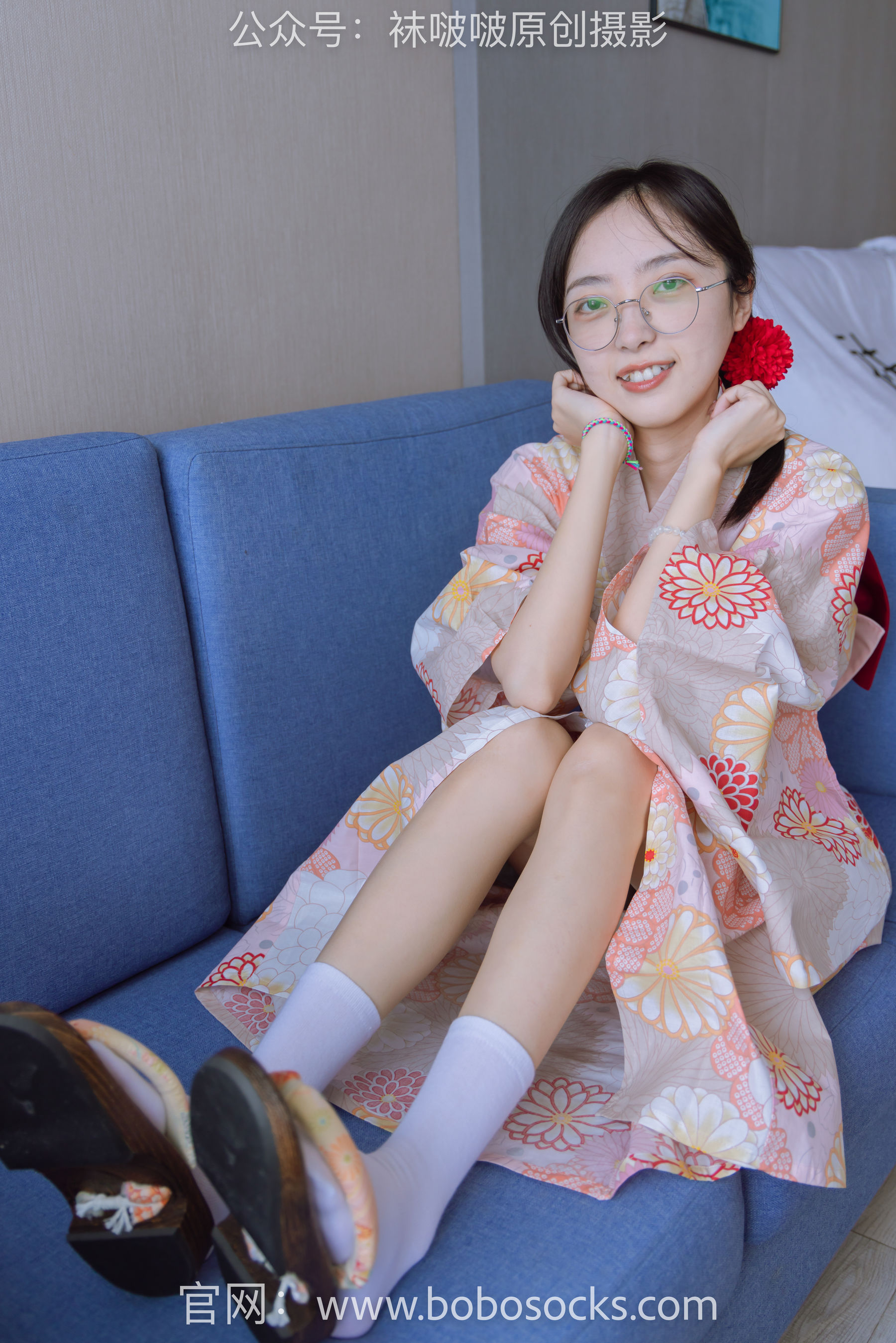 BoBoSocks袜啵啵 No.137 稚予-木屐、分指白棉袜、裸足、和风浴衣