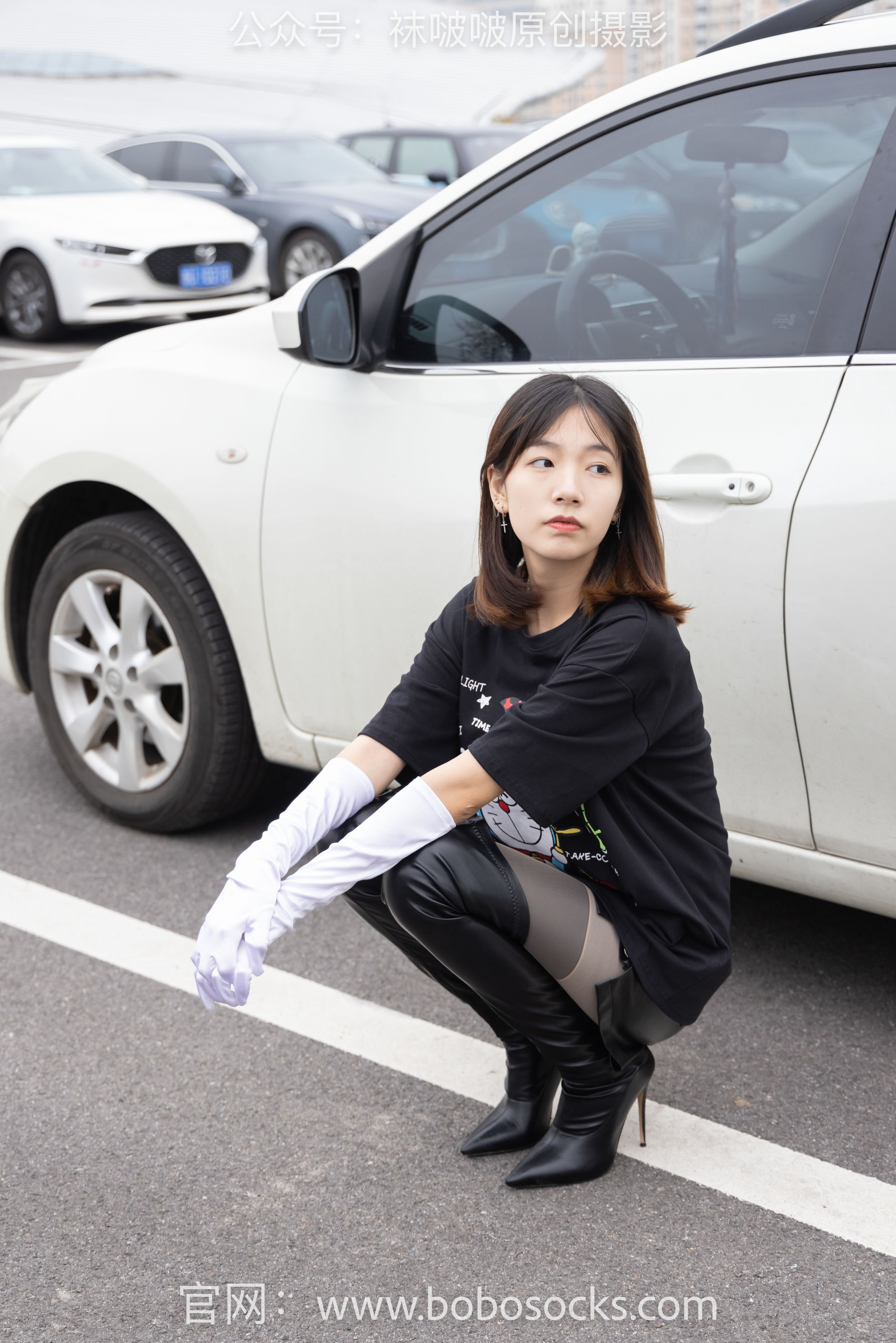 BoBoSocks袜啵啵 No.146 小甜豆-高跟长靴、黑色踩脚裤、肉丝