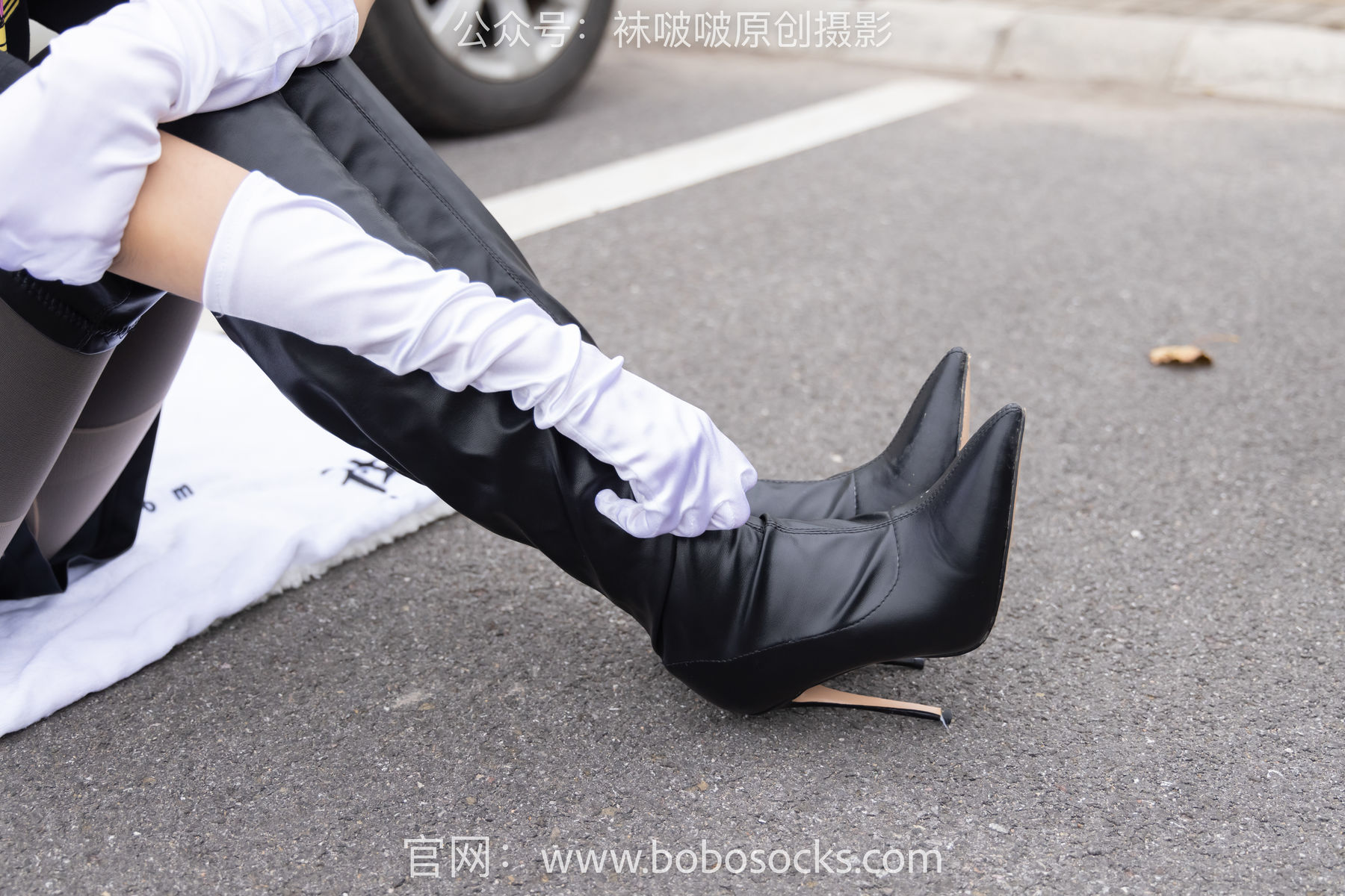 BoBoSocks袜啵啵 No.146 小甜豆-高跟长靴、黑色踩脚裤、肉丝