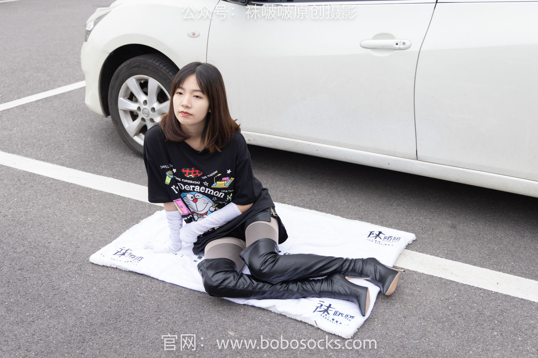 BoBoSocks袜啵啵 No.146 小甜豆-高跟长靴、黑色踩脚裤、肉丝