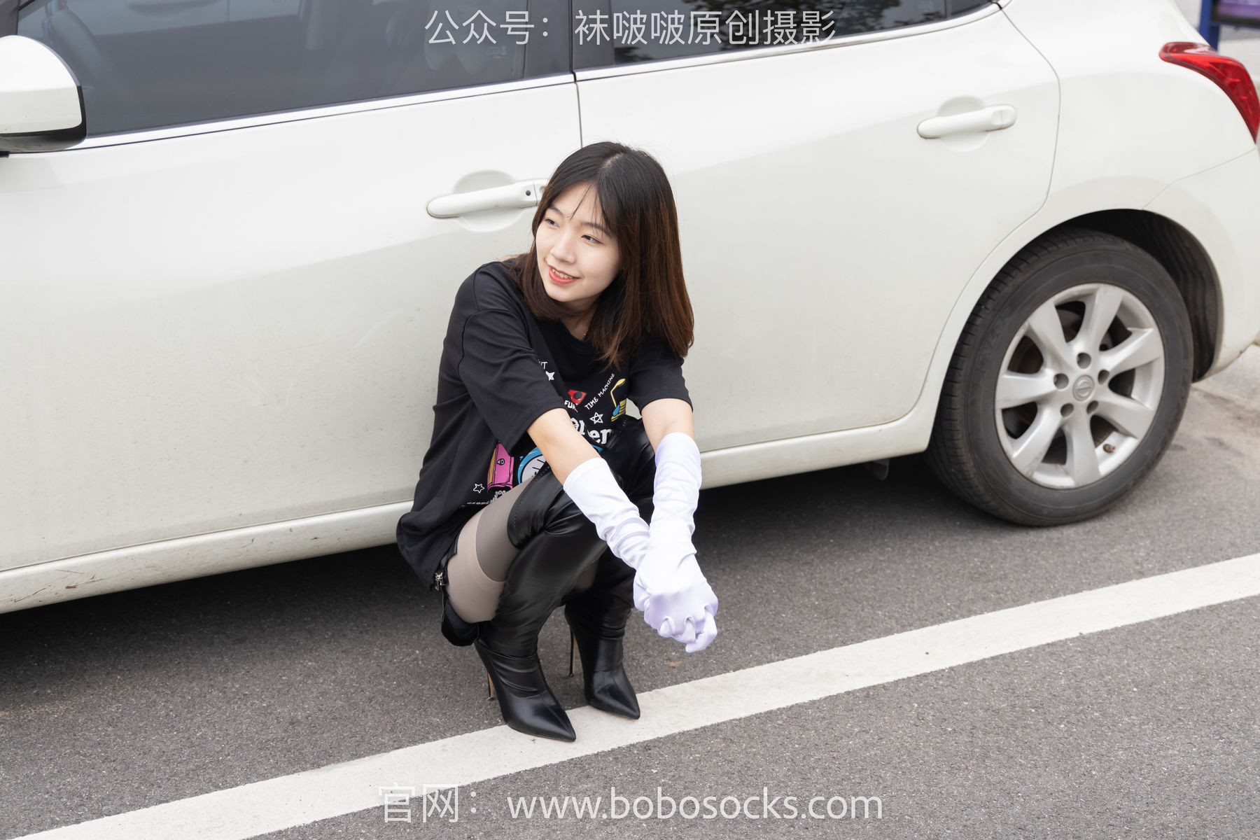 BoBoSocks袜啵啵 No.146 小甜豆-高跟长靴、黑色踩脚裤、肉丝
