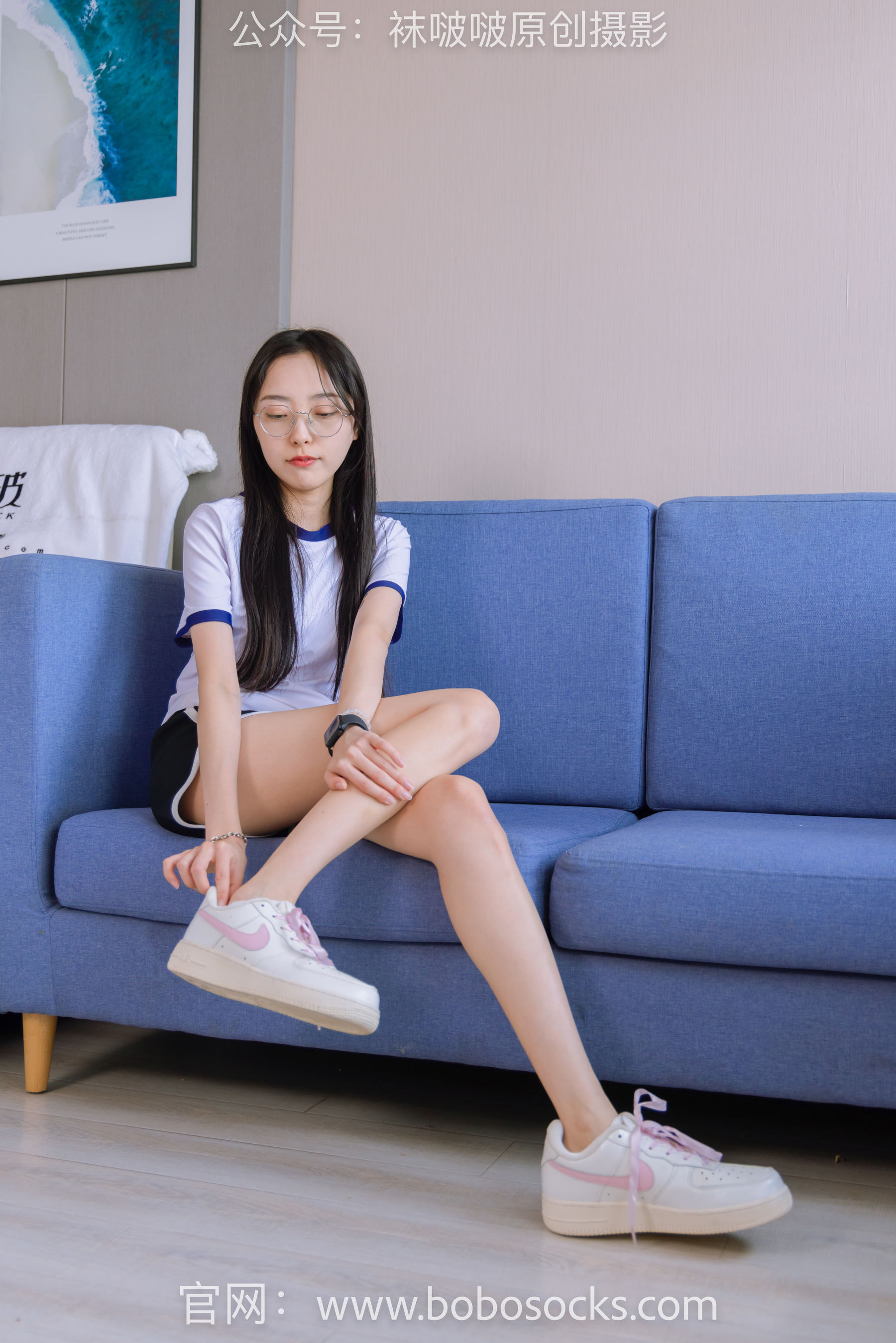 BoBoSocks袜啵啵 No.147 稚予-空军一号板鞋、白棉袜、体操服