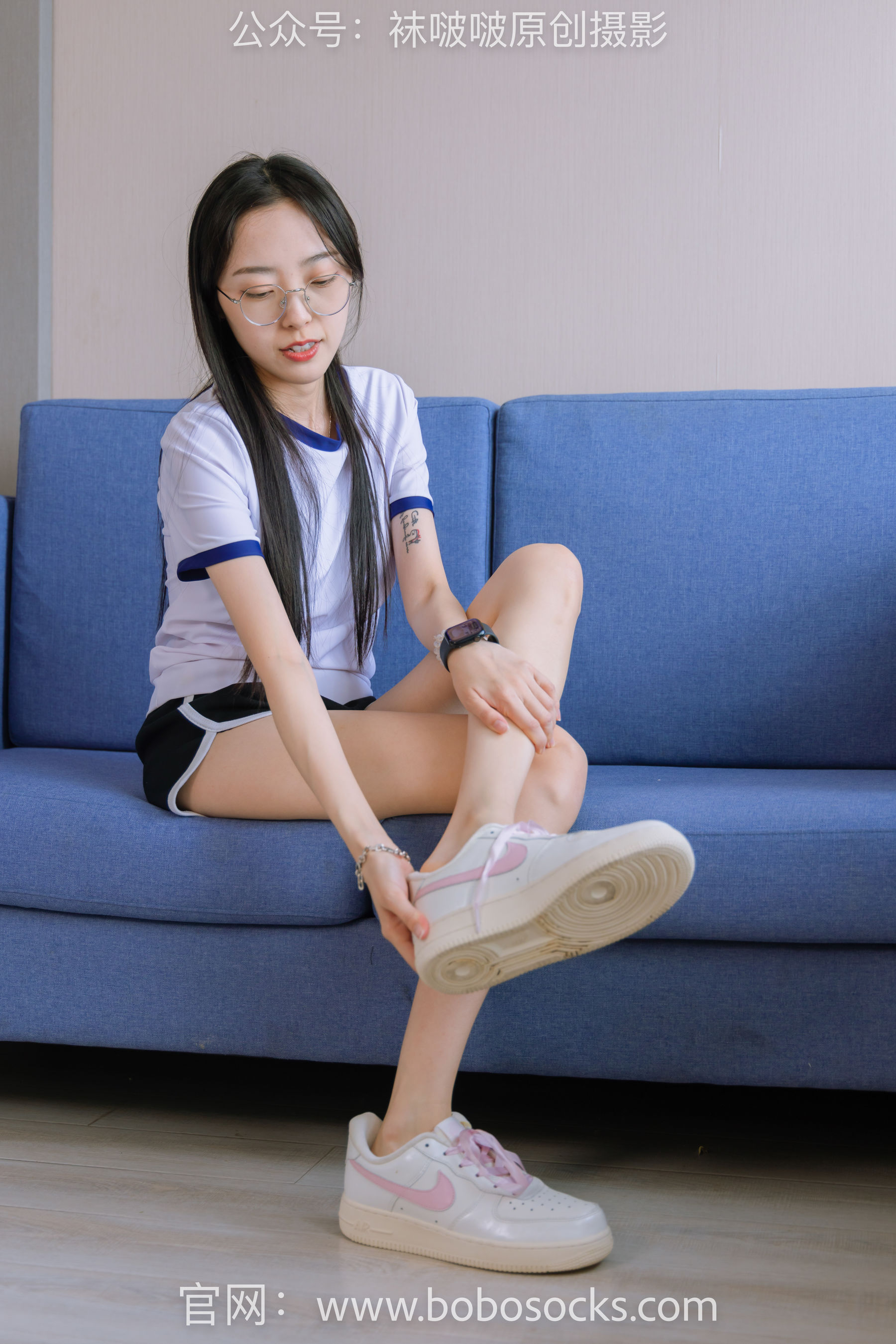 BoBoSocks袜啵啵 No.147 稚予-空军一号板鞋、白棉袜、体操服