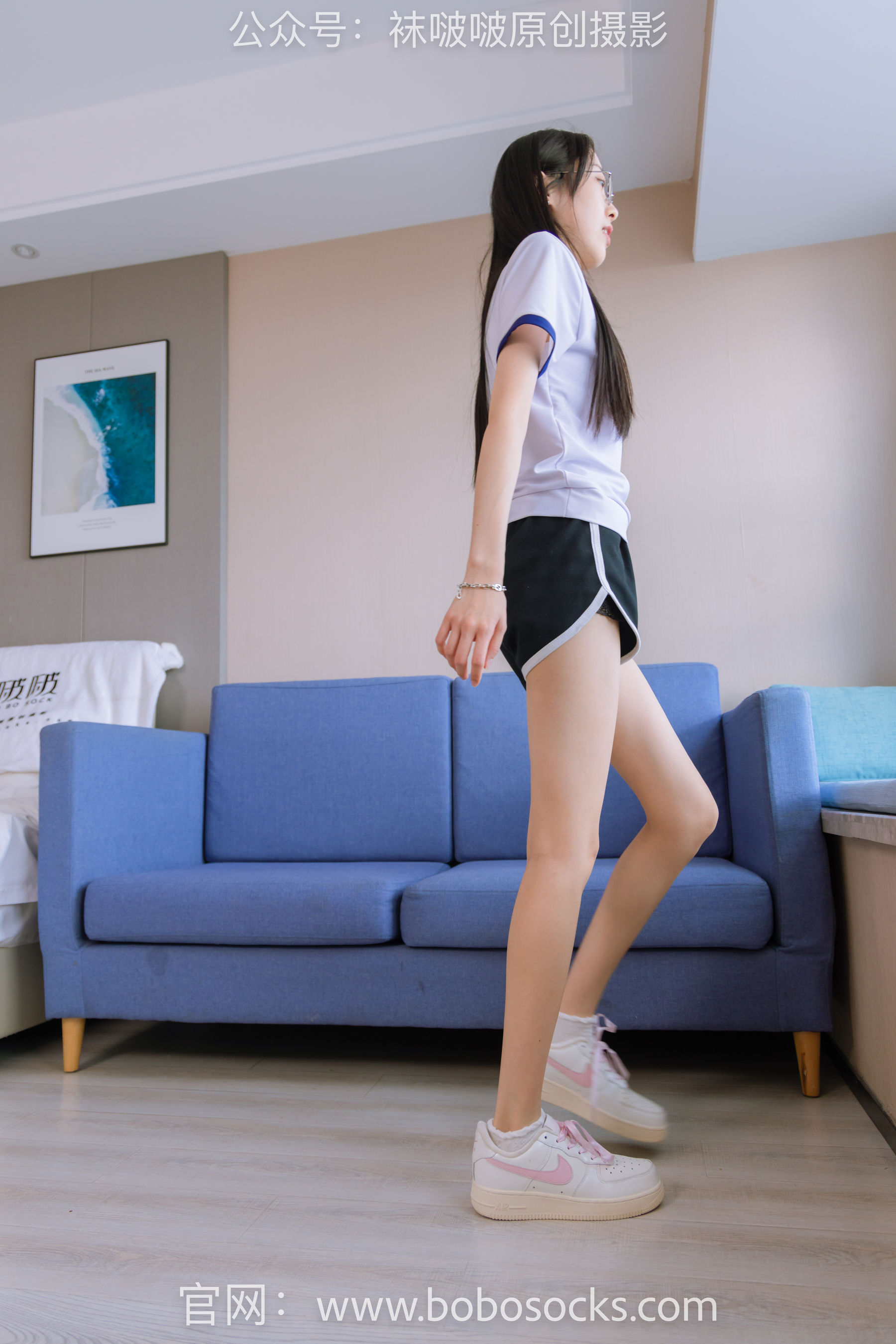 BoBoSocks袜啵啵 No.147 稚予-空军一号板鞋、白棉袜、体操服