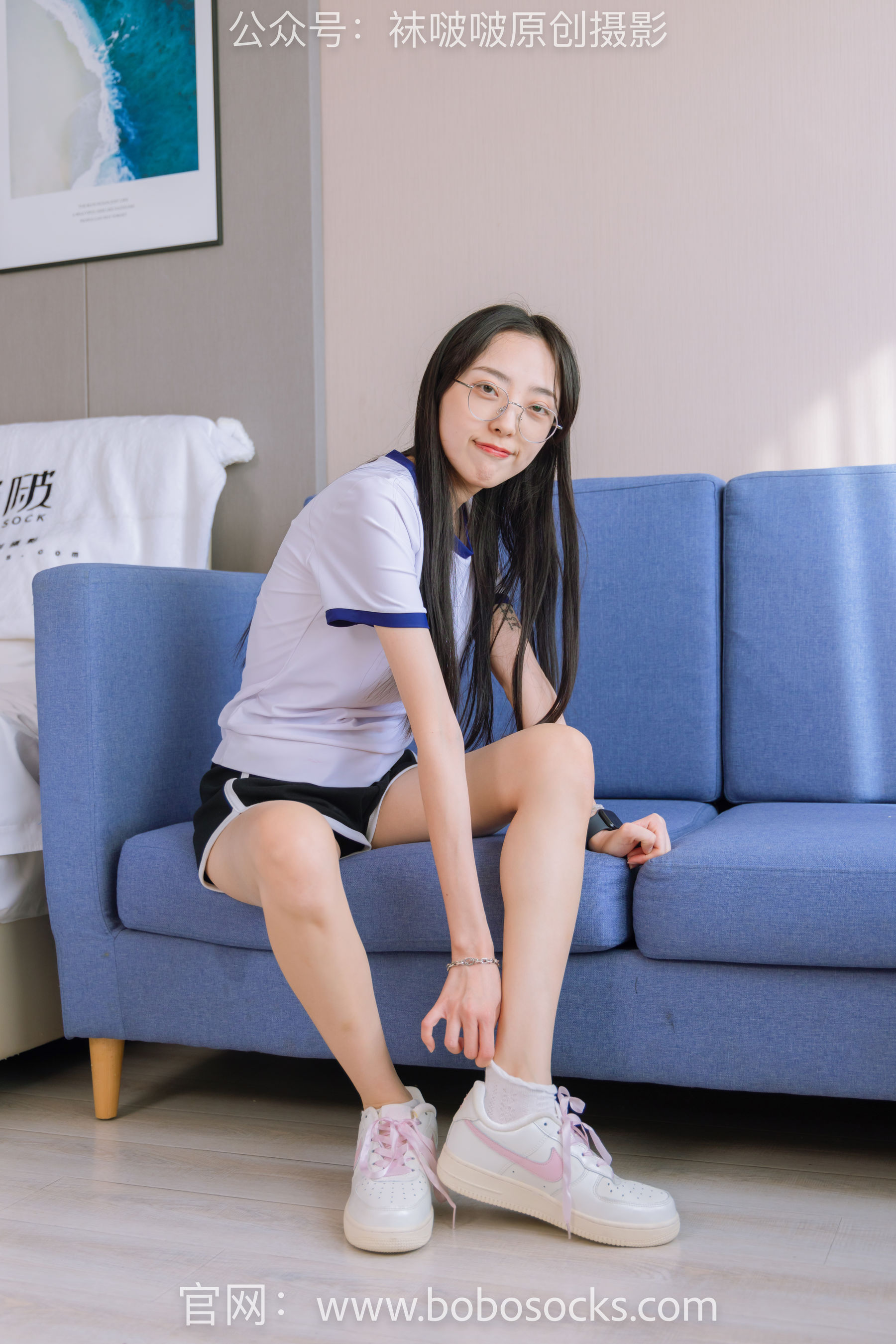 BoBoSocks袜啵啵 No.147 稚予-空军一号板鞋、白棉袜、体操服