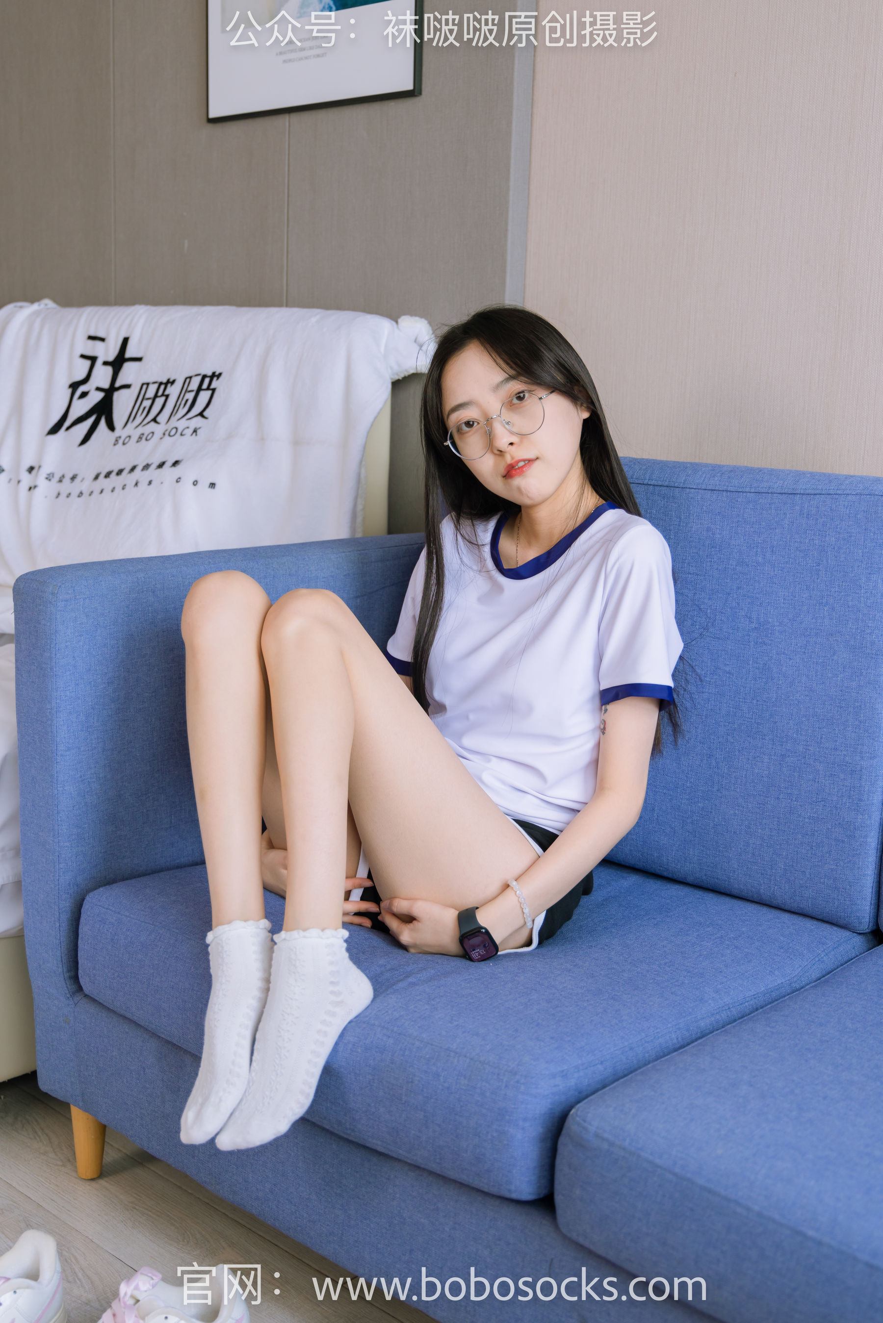 BoBoSocks袜啵啵 No.147 稚予-空军一号板鞋、白棉袜、体操服