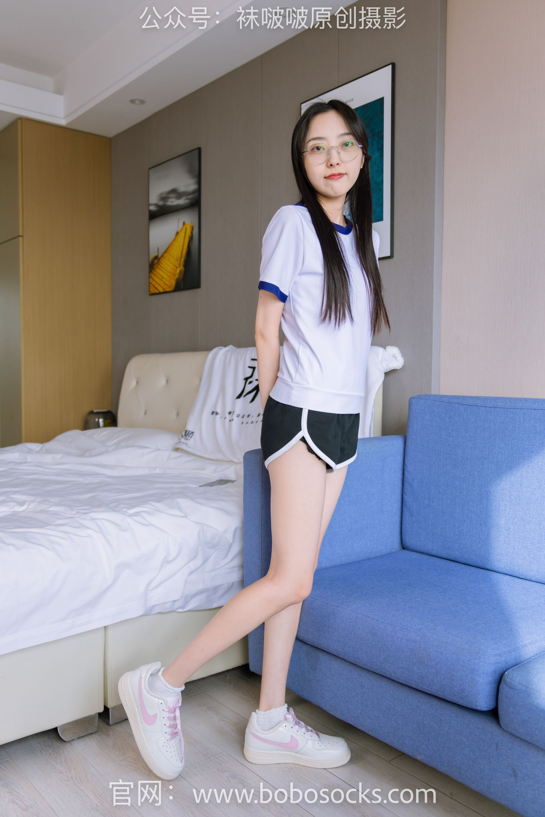 BoBoSocks袜啵啵 No.147 稚予-空军一号板鞋、白棉袜、体操服