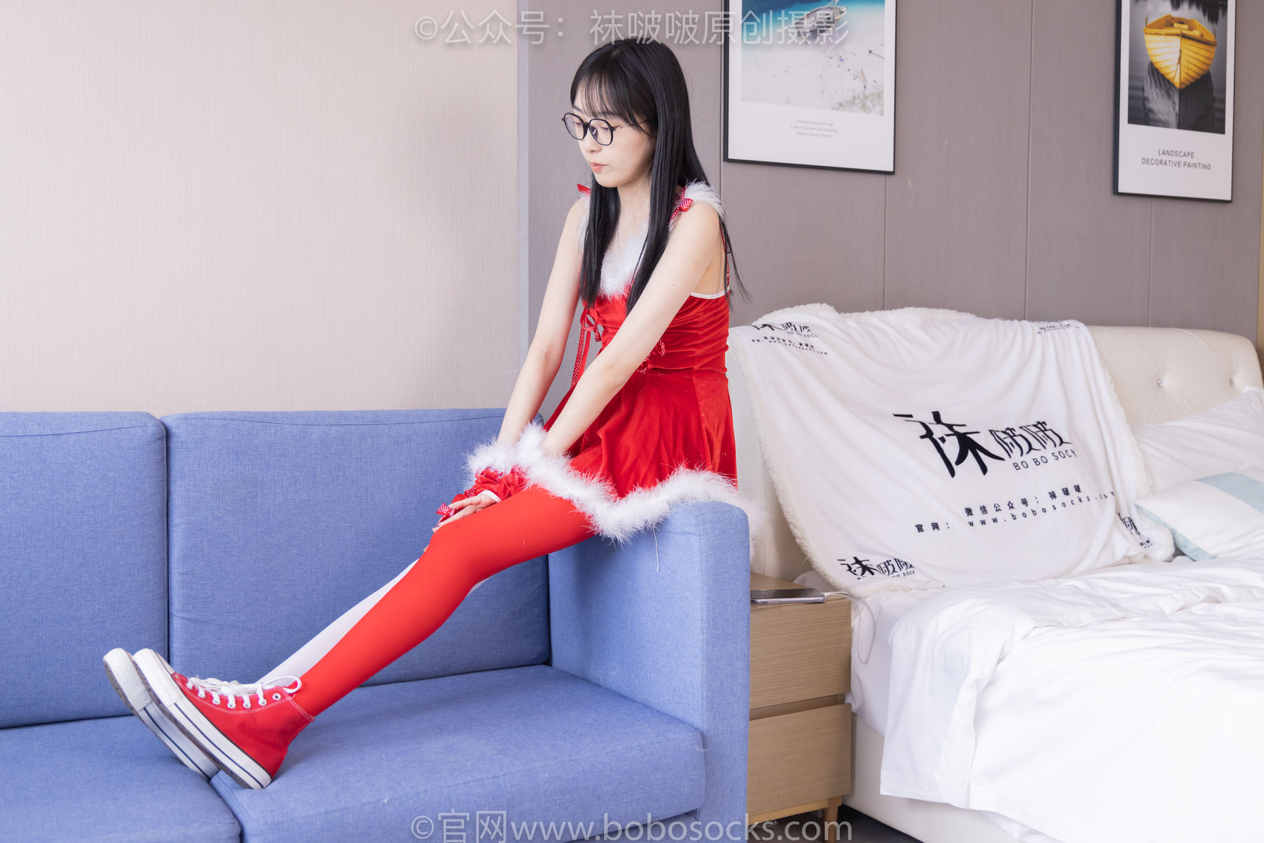 BoBoSocks袜啵啵 No.152 稚予-圣诞服、帆布鞋、厚白丝、厚红丝