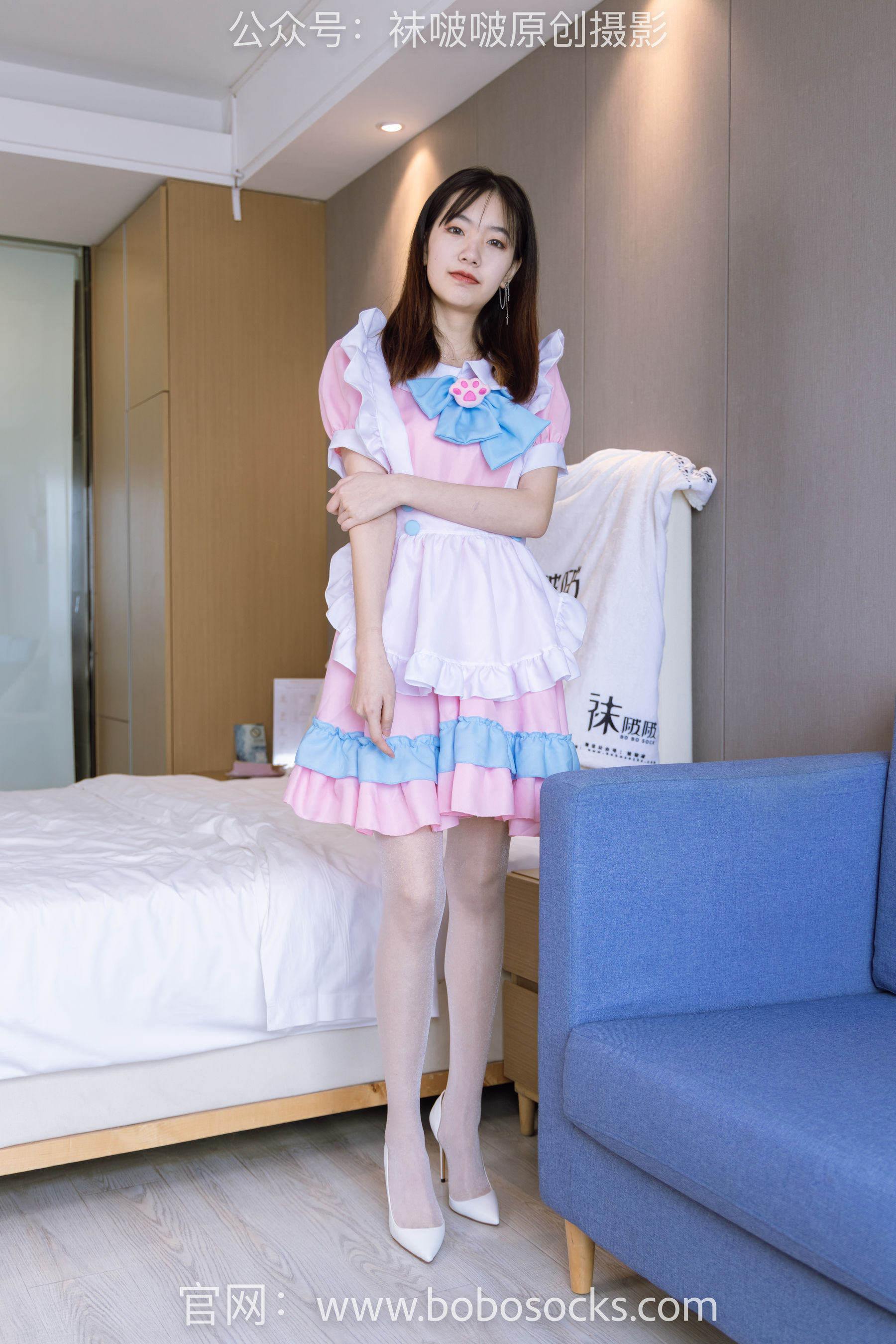 BoBoSocks袜啵啵 No.154 小甜豆-两双高跟鞋、珠光白丝、女仆装