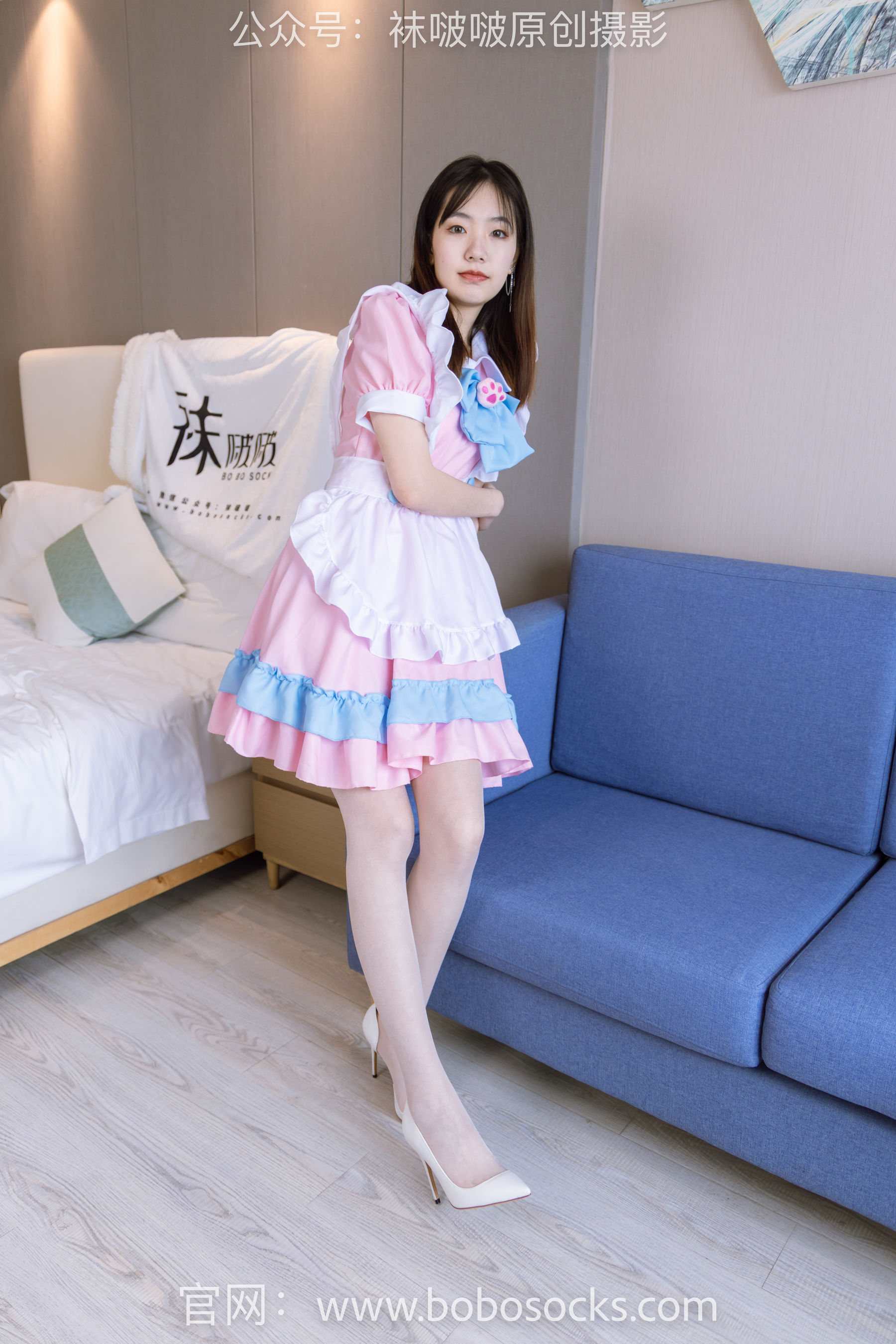 BoBoSocks袜啵啵 No.154 小甜豆-两双高跟鞋、珠光白丝、女仆装