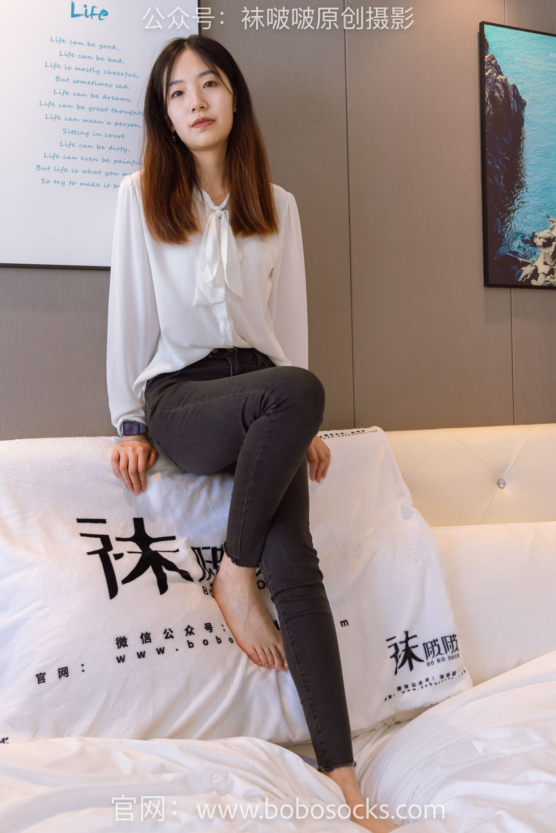 BoBoSocks袜啵啵 No.158 小甜豆-高跟长靴、白棉袜、裸足