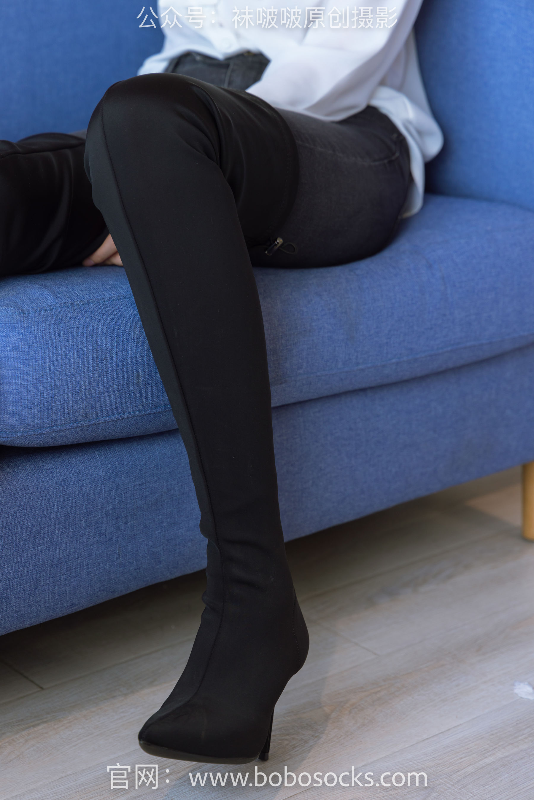 BoBoSocks袜啵啵 No.158 小甜豆-高跟长靴、白棉袜、裸足