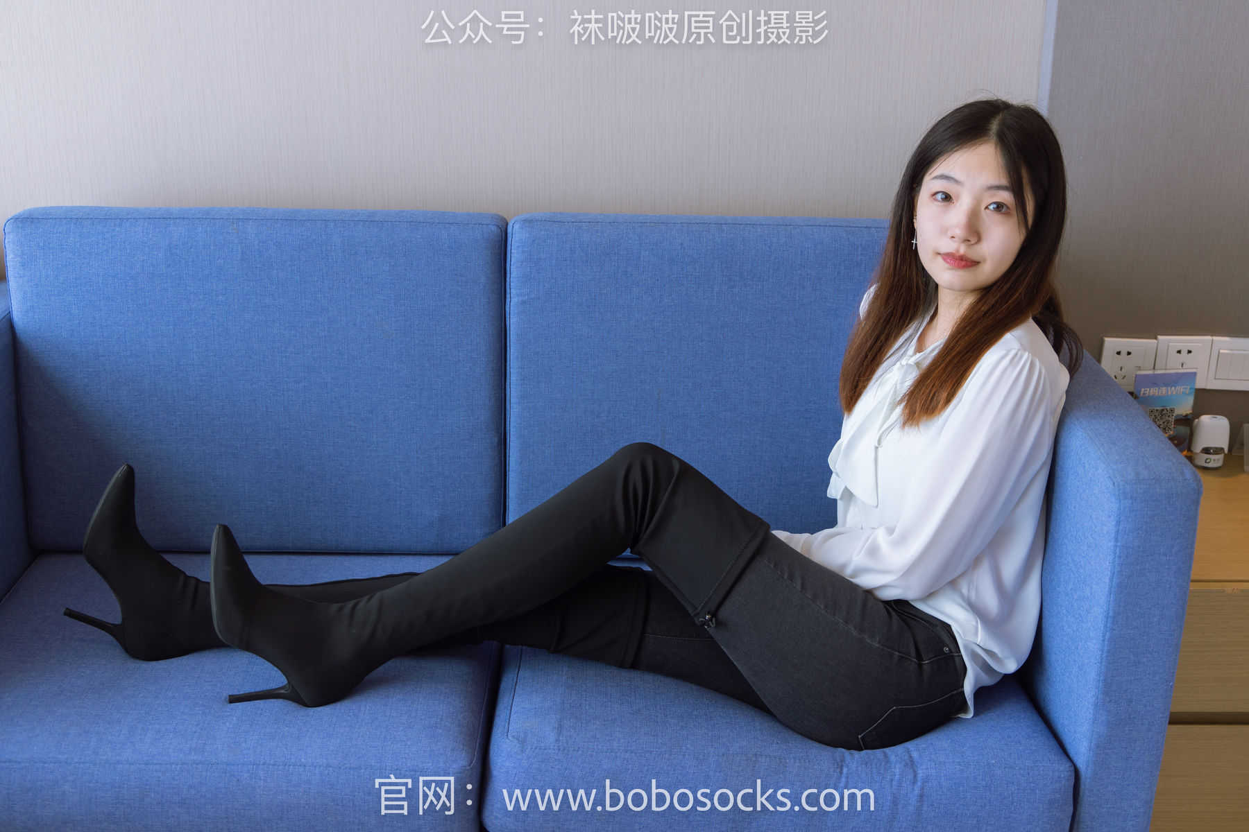 BoBoSocks袜啵啵 No.158 小甜豆-高跟长靴、白棉袜、裸足