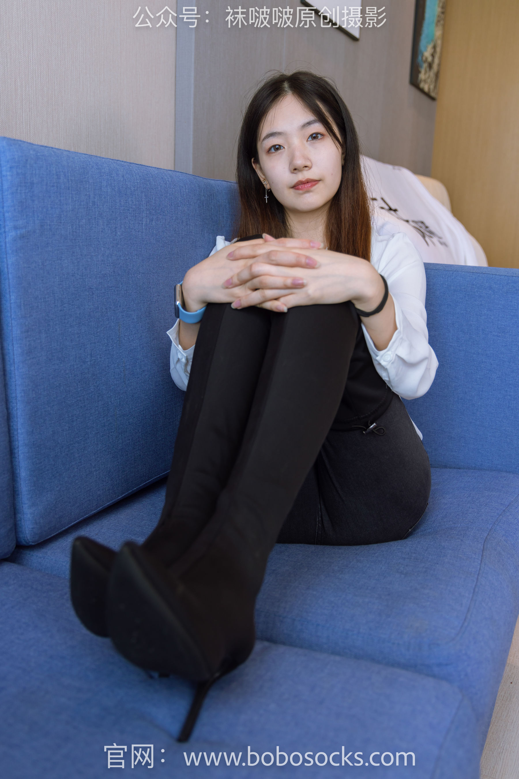 BoBoSocks袜啵啵 No.158 小甜豆-高跟长靴、白棉袜、裸足