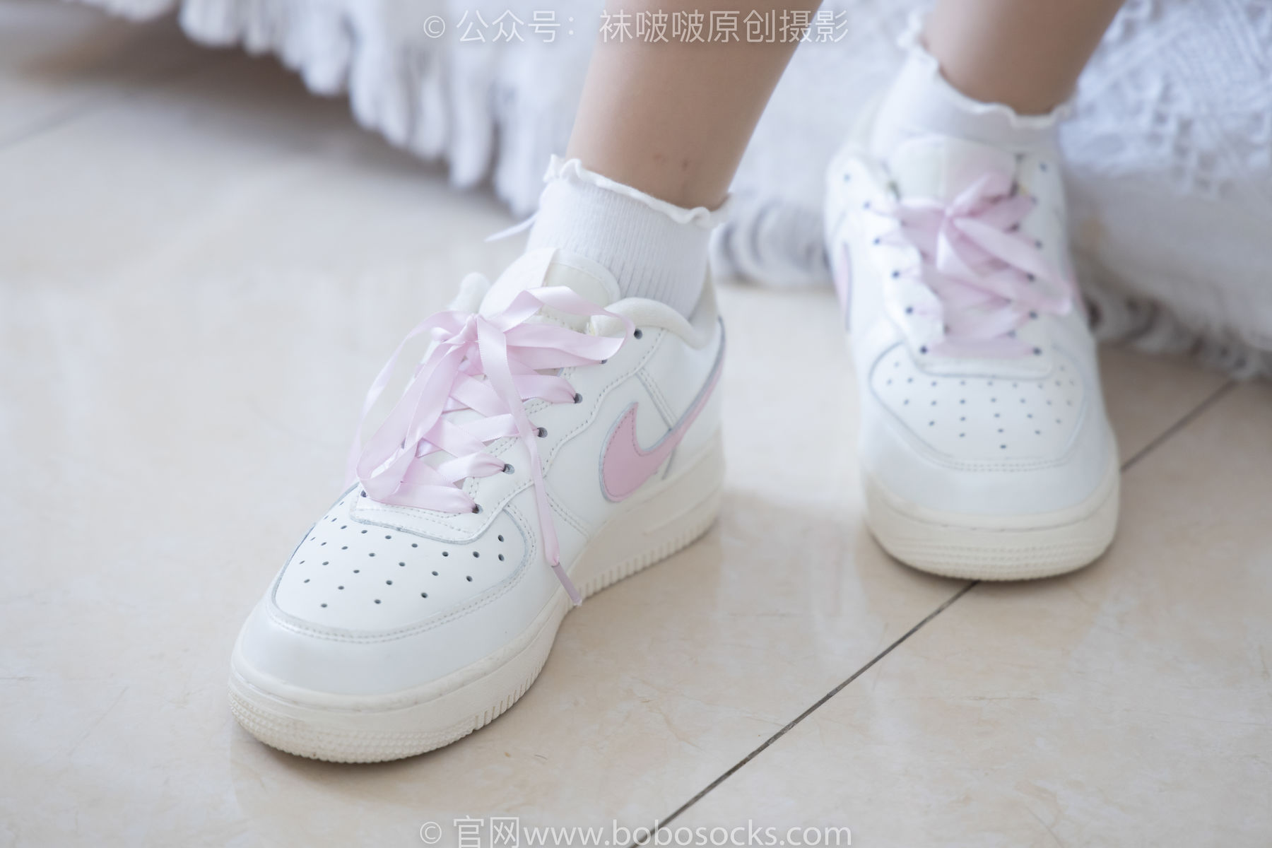 BoBoSocks袜啵啵 No.163 小甜豆-空军一号板鞋、白棉袜、肉丝