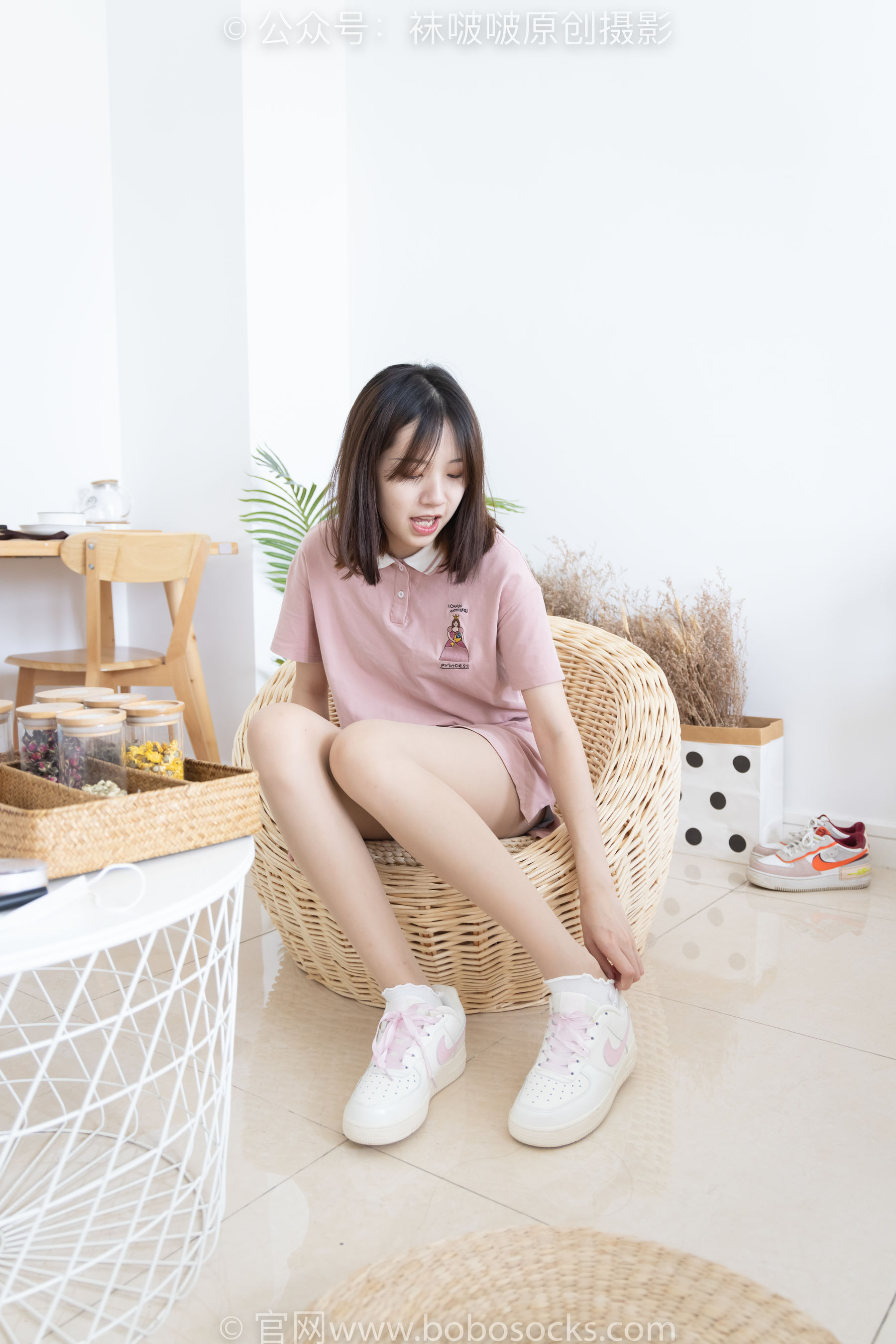 BoBoSocks袜啵啵 No.163 小甜豆-空军一号板鞋、白棉袜、肉丝