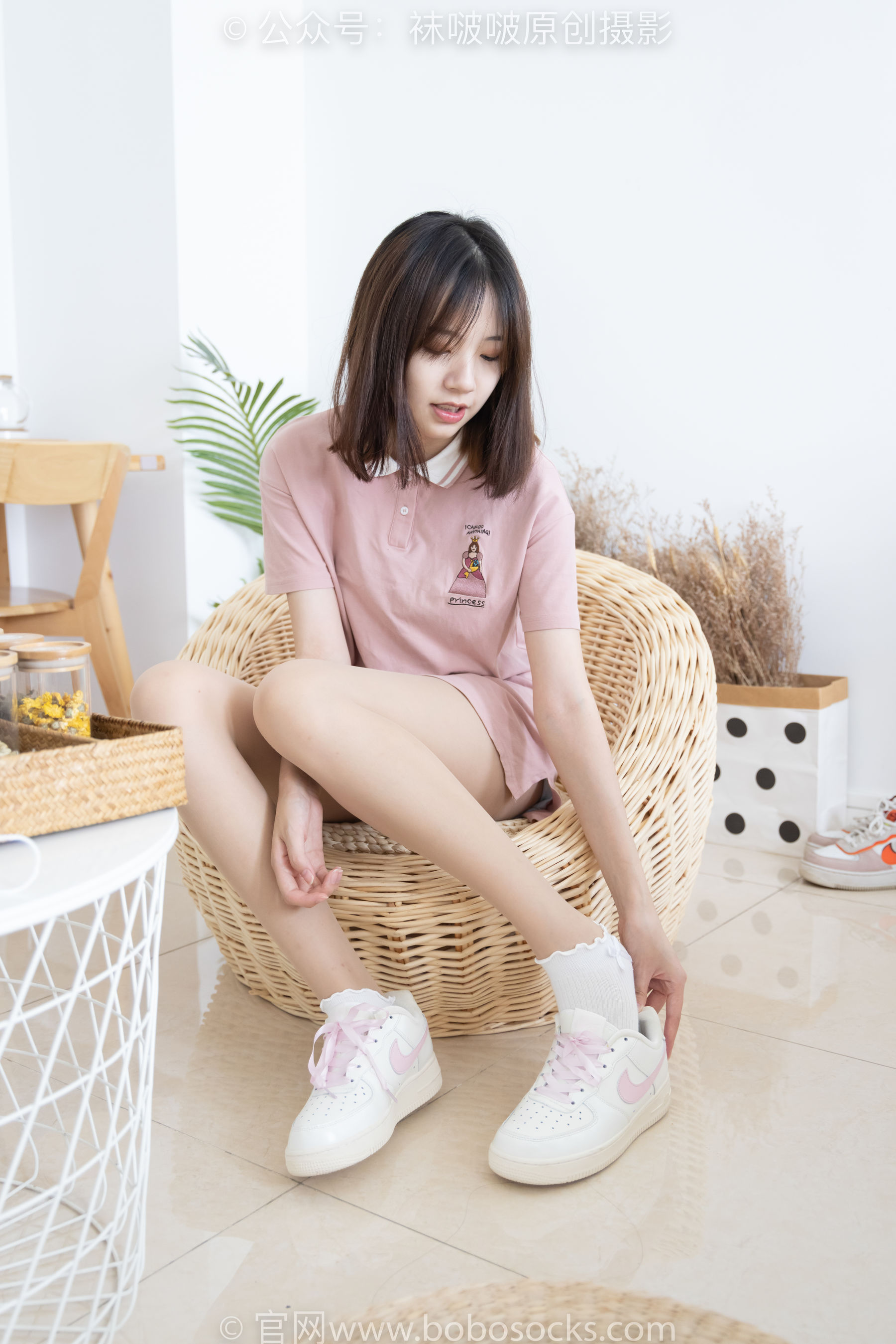 BoBoSocks袜啵啵 No.163 小甜豆-空军一号板鞋、白棉袜、肉丝