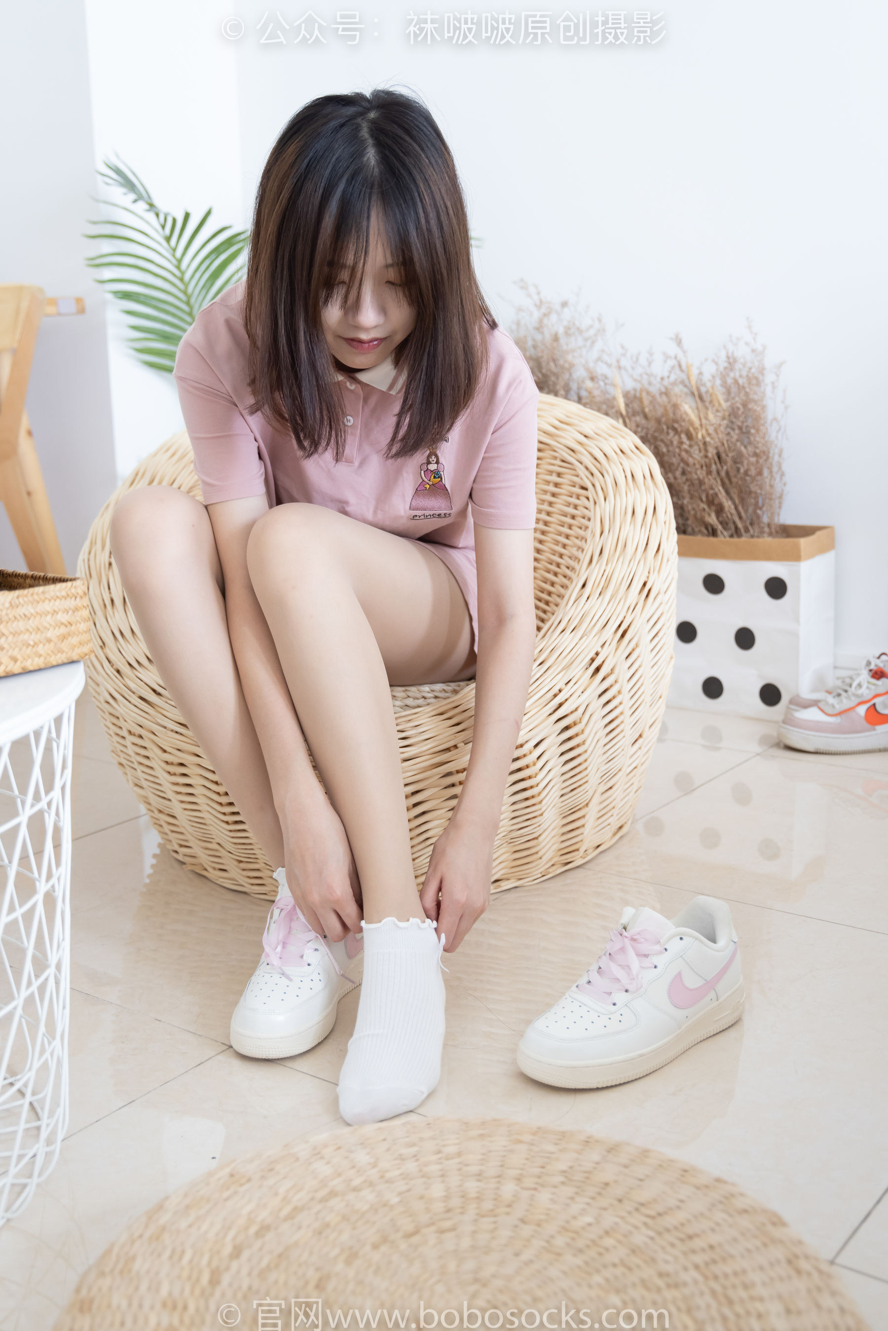 BoBoSocks袜啵啵 No.163 小甜豆-空军一号板鞋、白棉袜、肉丝