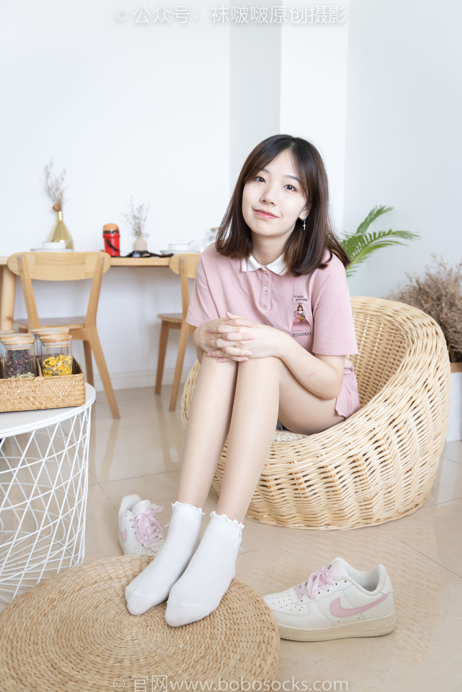 BoBoSocks袜啵啵 No.163 小甜豆-空军一号板鞋、白棉袜、肉丝