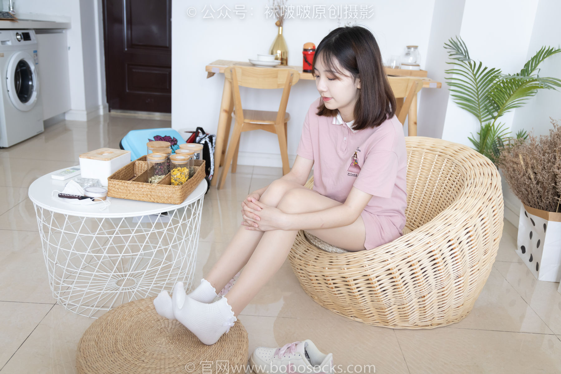 BoBoSocks袜啵啵 No.163 小甜豆-空军一号板鞋、白棉袜、肉丝