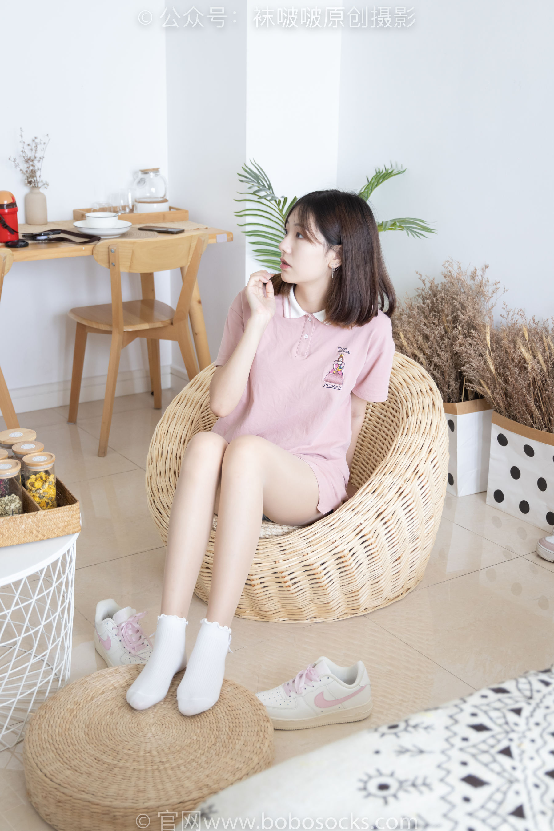 BoBoSocks袜啵啵 No.163 小甜豆-空军一号板鞋、白棉袜、肉丝