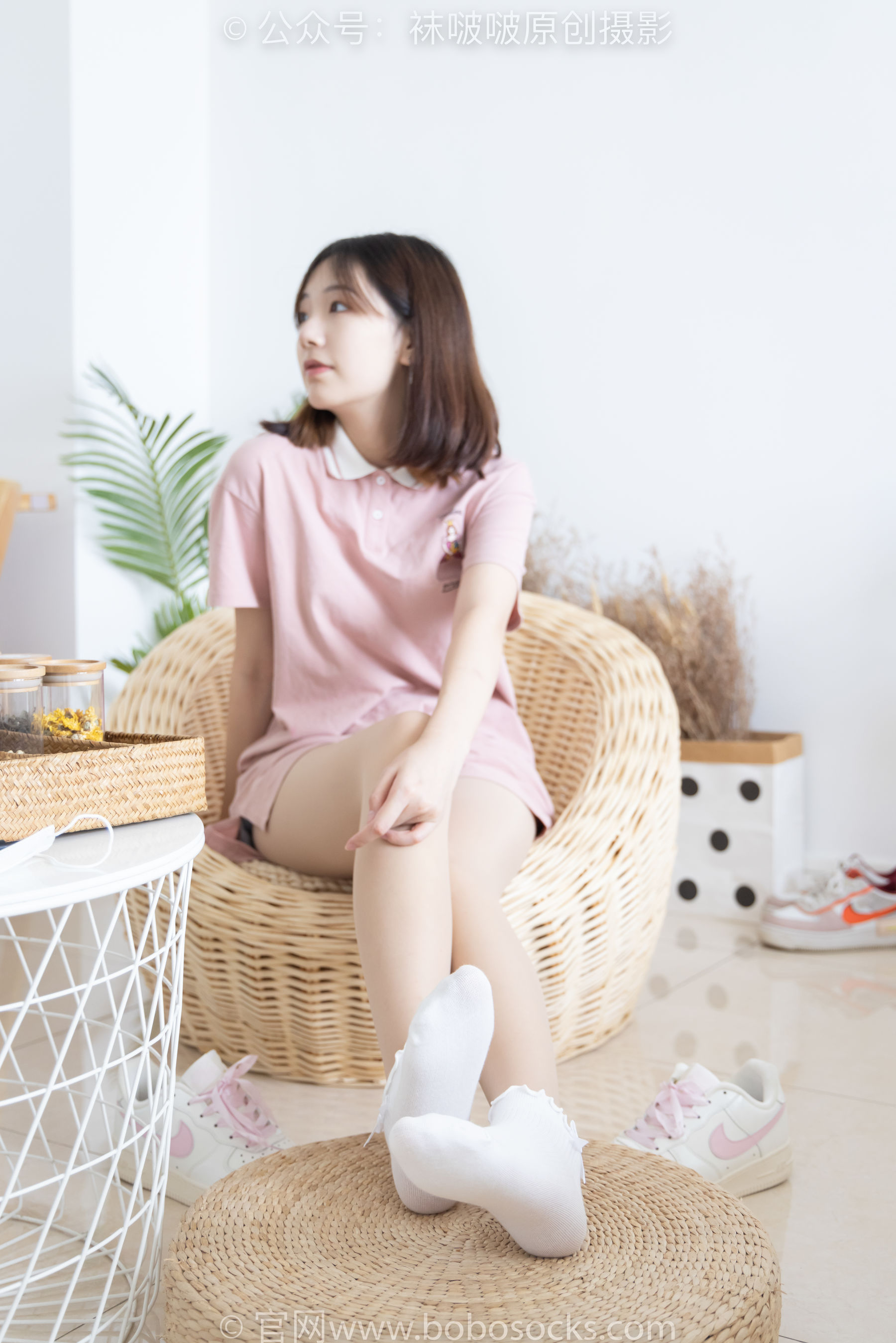 BoBoSocks袜啵啵 No.163 小甜豆-空军一号板鞋、白棉袜、肉丝