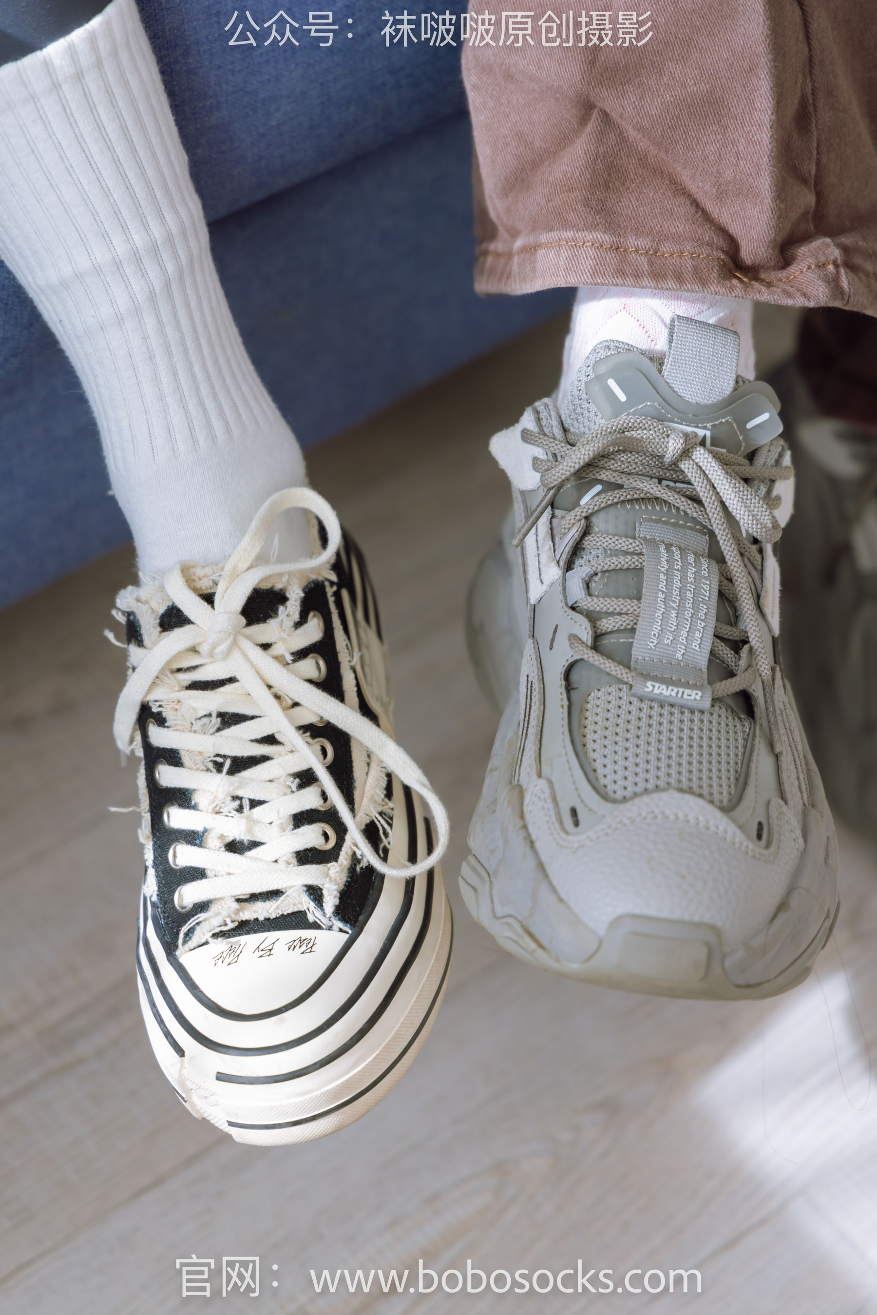 BoBoSocks袜啵啵 No.166 小甜豆稚予-板鞋、运动鞋、高跟鞋、白棉袜、蓝丝