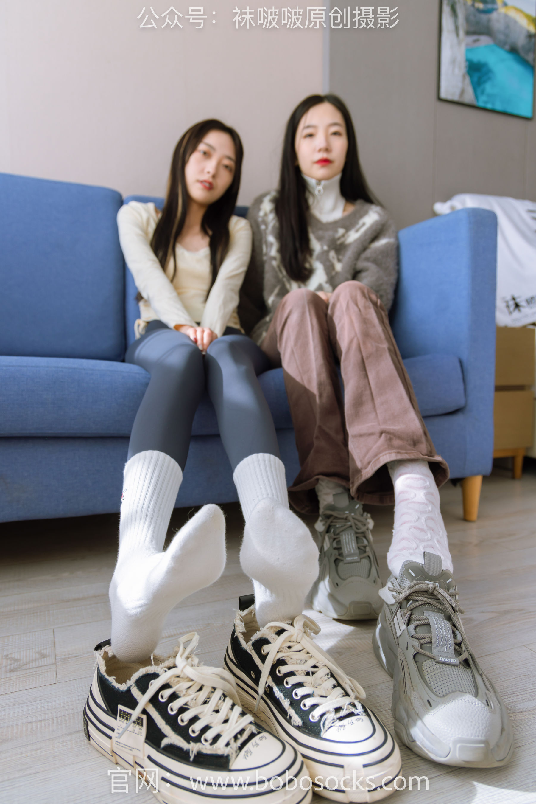 BoBoSocks袜啵啵 No.166 小甜豆稚予-板鞋、运动鞋、高跟鞋、白棉袜、蓝丝