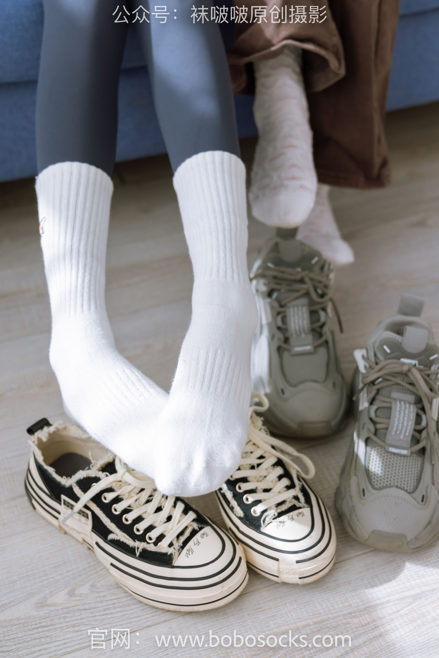 BoBoSocks袜啵啵 No.166 小甜豆稚予-板鞋、运动鞋、高跟鞋、白棉袜、蓝丝