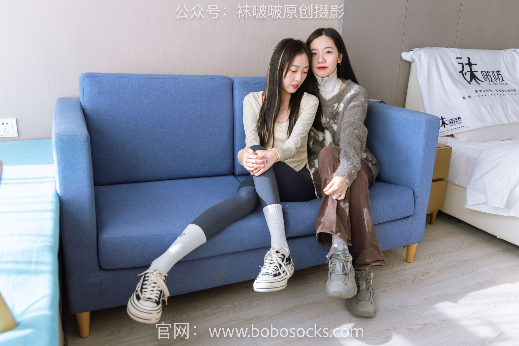 BoBoSocks袜啵啵 No.166 小甜豆稚予-板鞋、运动鞋、高跟鞋、白棉袜、蓝丝
