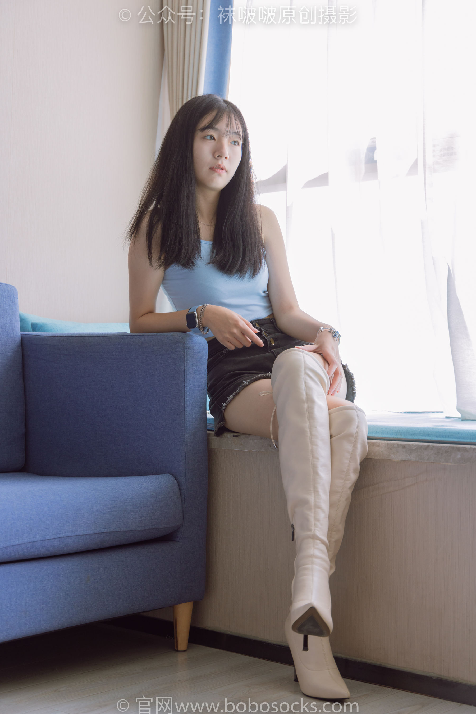 BoBoSocks袜啵啵 No.174 小甜豆-高跟长靴、白棉袜、裸足