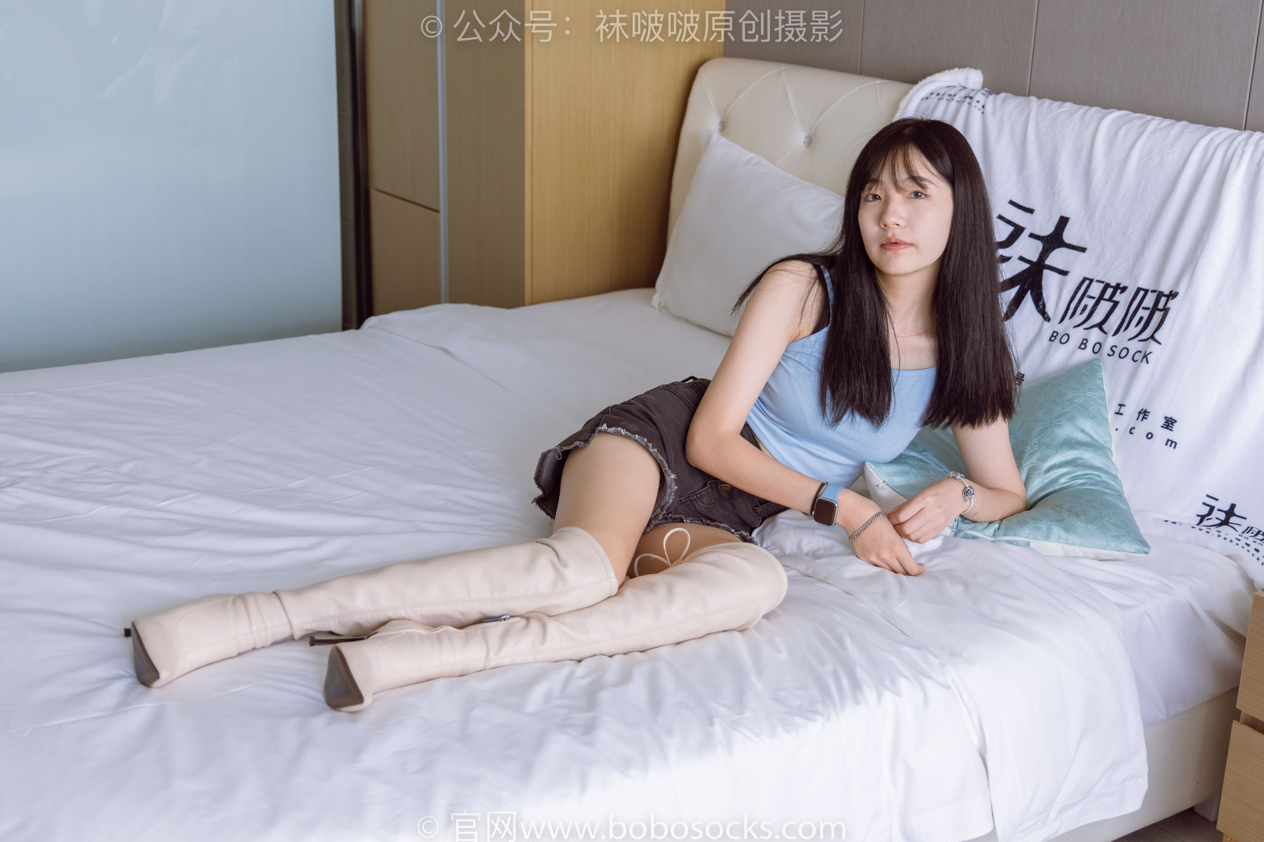 BoBoSocks袜啵啵 No.174 小甜豆-高跟长靴、白棉袜、裸足