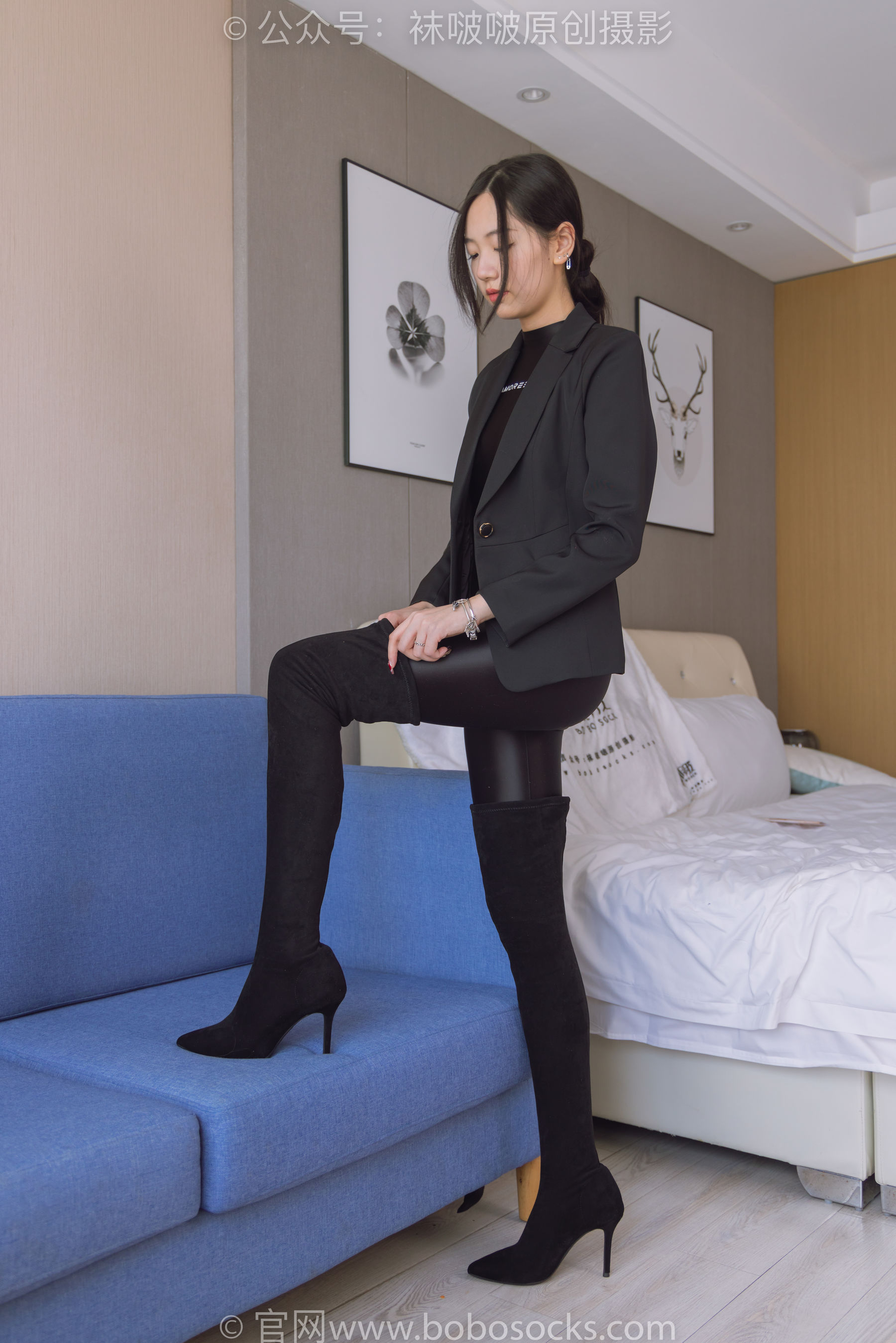 BoBoSocks袜啵啵 No.188 小甜豆-连体泳衣、高跟长靴、短肉丝、裸足