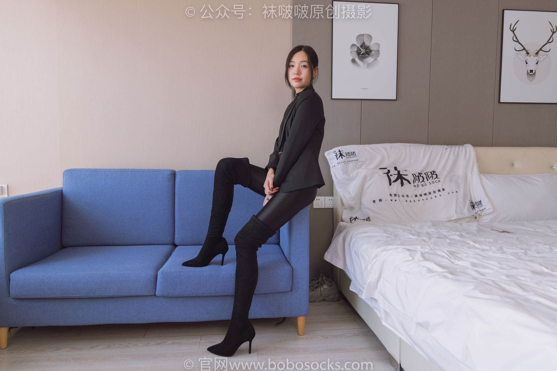 BoBoSocks袜啵啵 No.188 小甜豆-连体泳衣、高跟长靴、短肉丝、裸足
