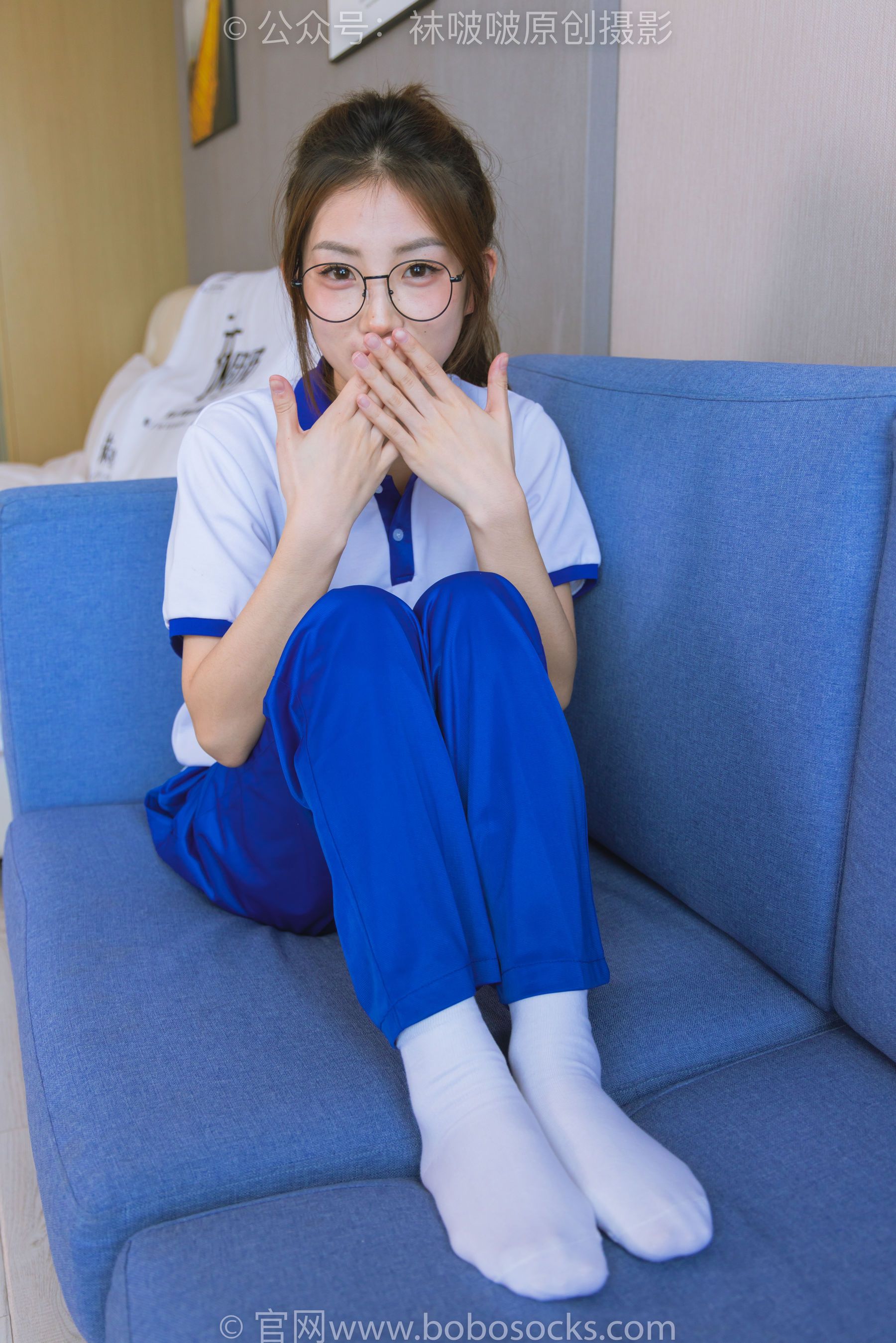 BoBoSocks袜啵啵 No.193 小沫-贝壳头板鞋、白棉袜、肉丝、校服裤里丝