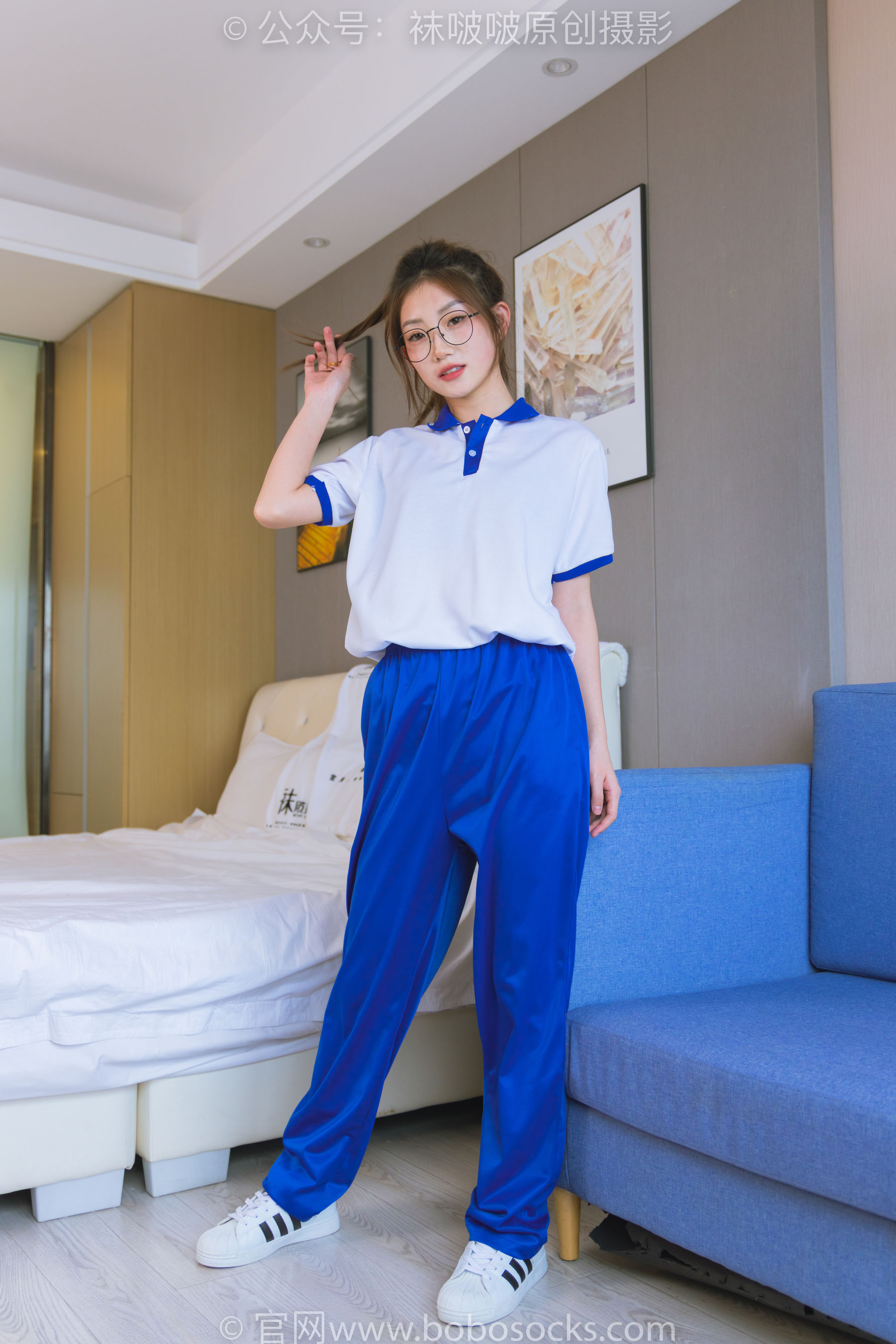 BoBoSocks袜啵啵 No.193 小沫-贝壳头板鞋、白棉袜、肉丝、校服裤里丝