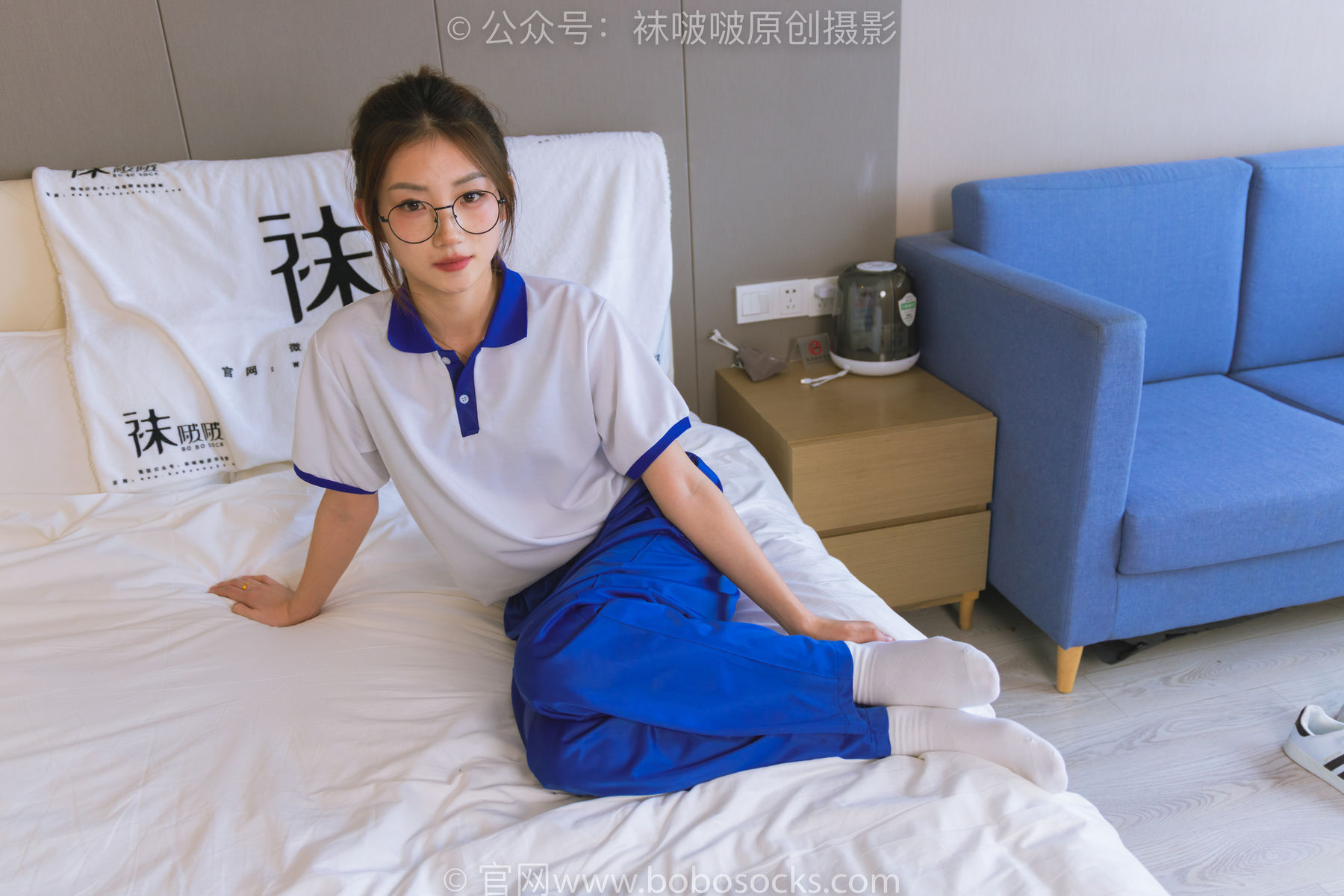 BoBoSocks袜啵啵 No.193 小沫-贝壳头板鞋、白棉袜、肉丝、校服裤里丝