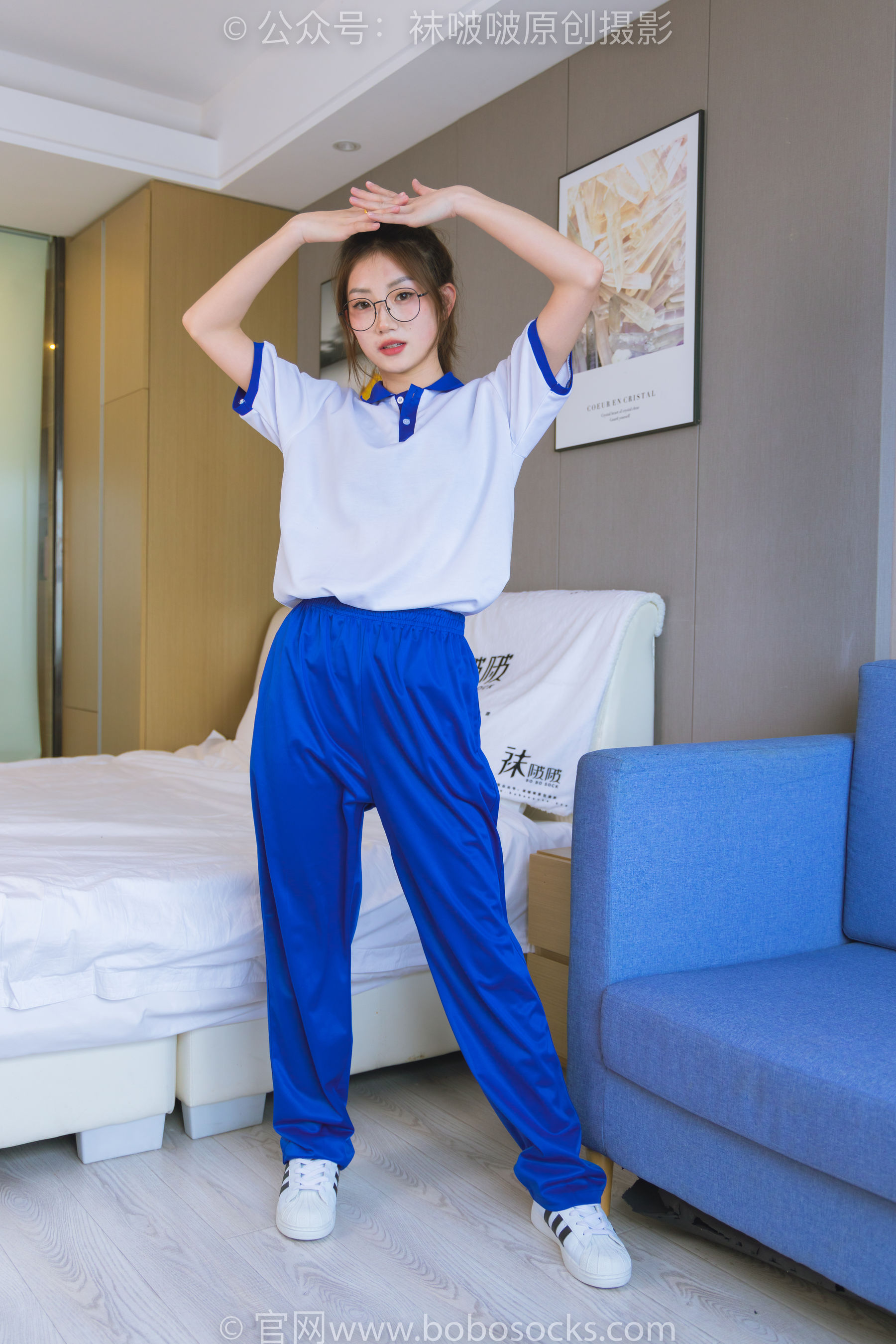BoBoSocks袜啵啵 No.193 小沫-贝壳头板鞋、白棉袜、肉丝、校服裤里丝