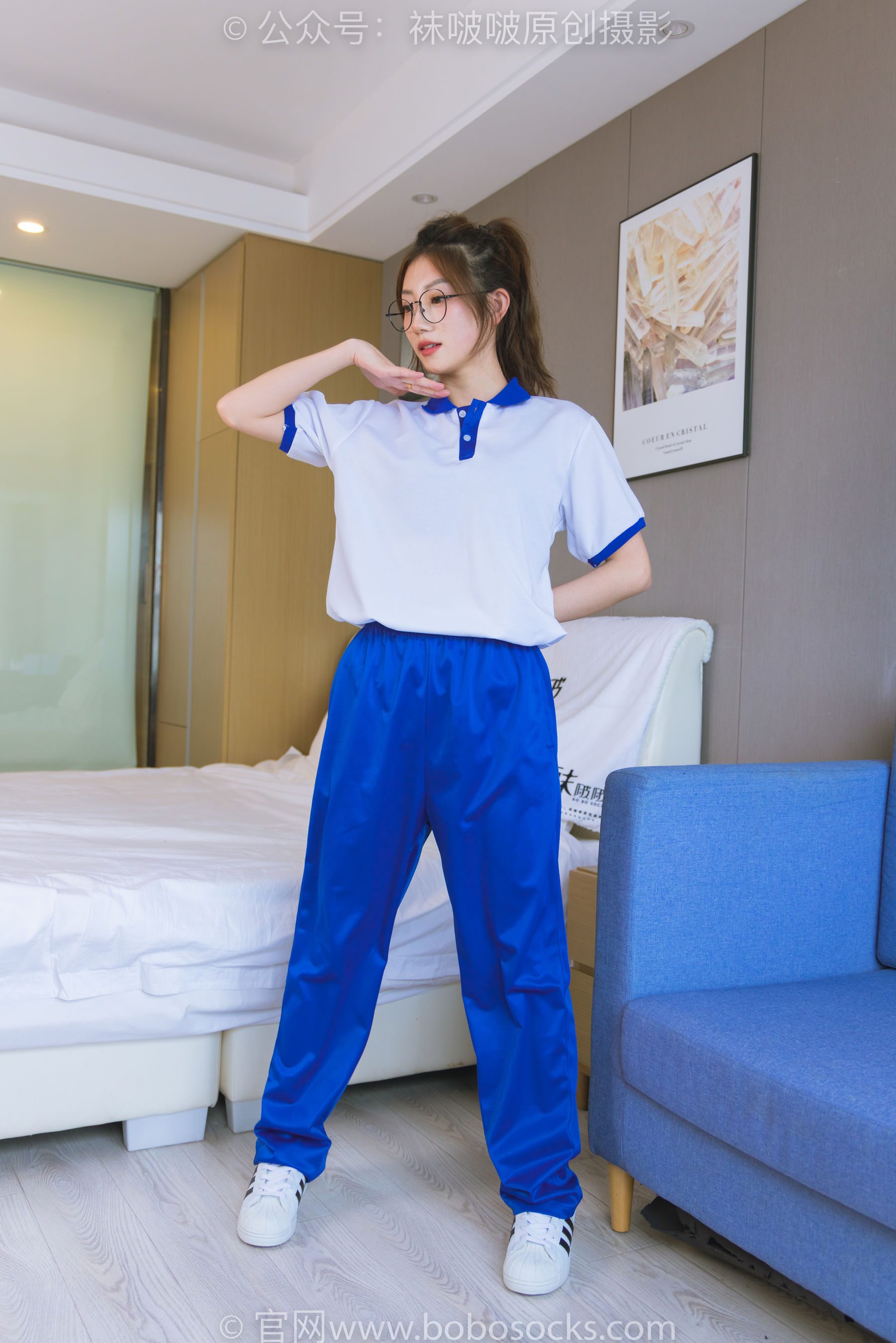 BoBoSocks袜啵啵 No.193 小沫-贝壳头板鞋、白棉袜、肉丝、校服裤里丝