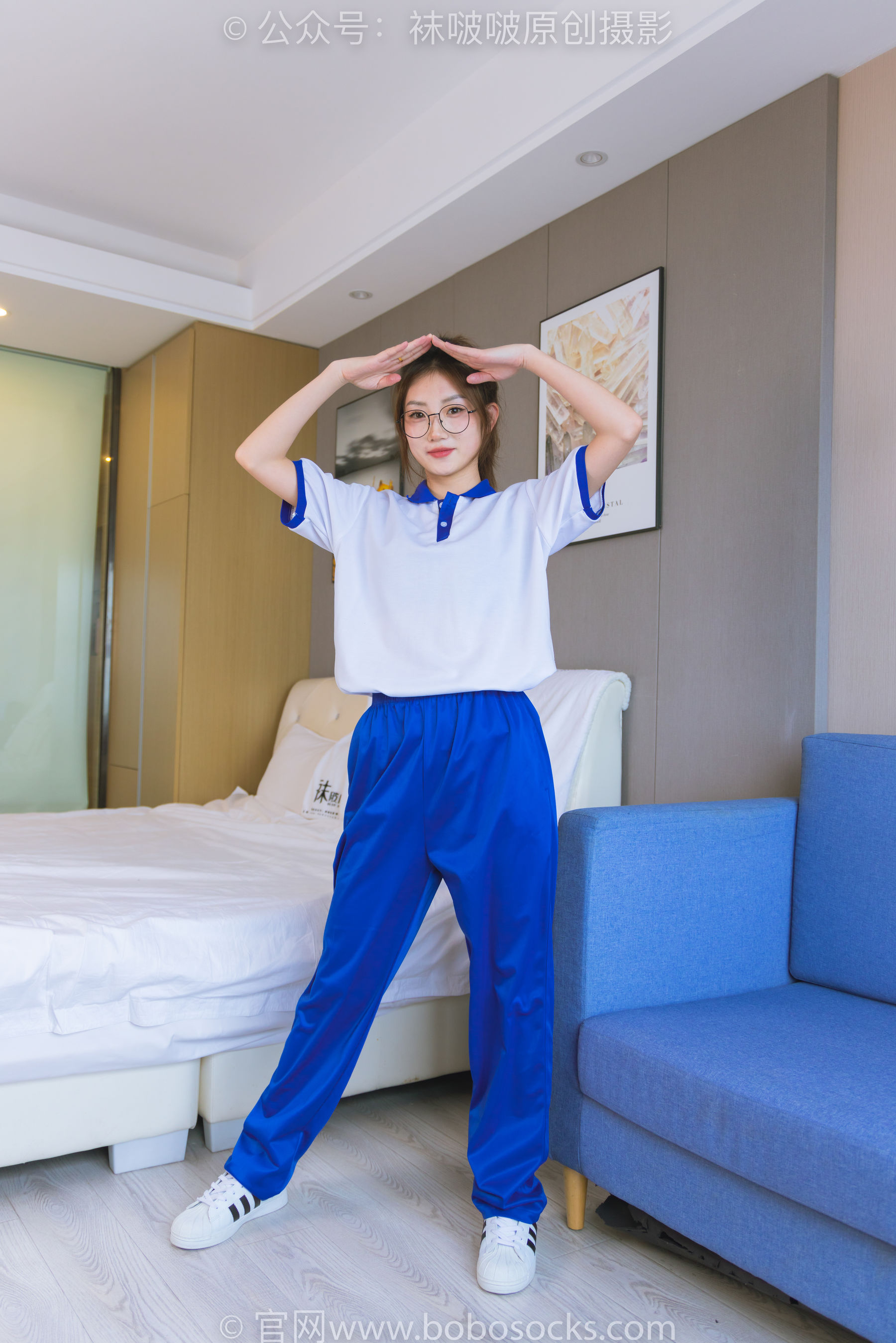 BoBoSocks袜啵啵 No.193 小沫-贝壳头板鞋、白棉袜、肉丝、校服裤里丝
