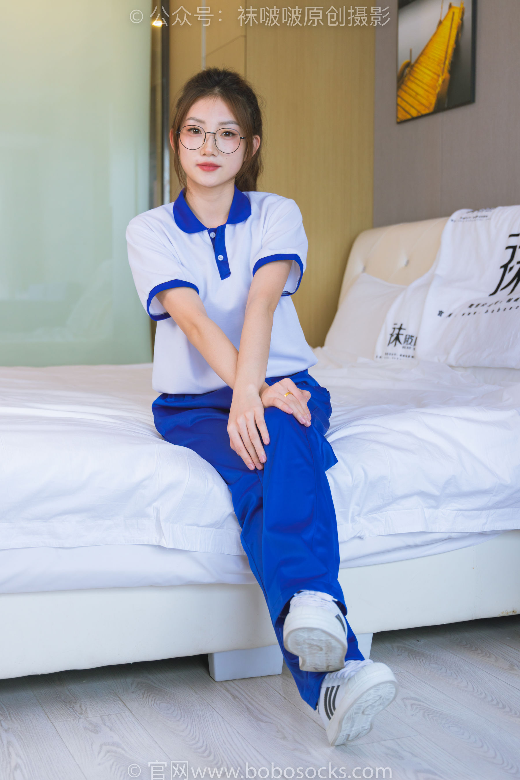 BoBoSocks袜啵啵 No.193 小沫-贝壳头板鞋、白棉袜、肉丝、校服裤里丝