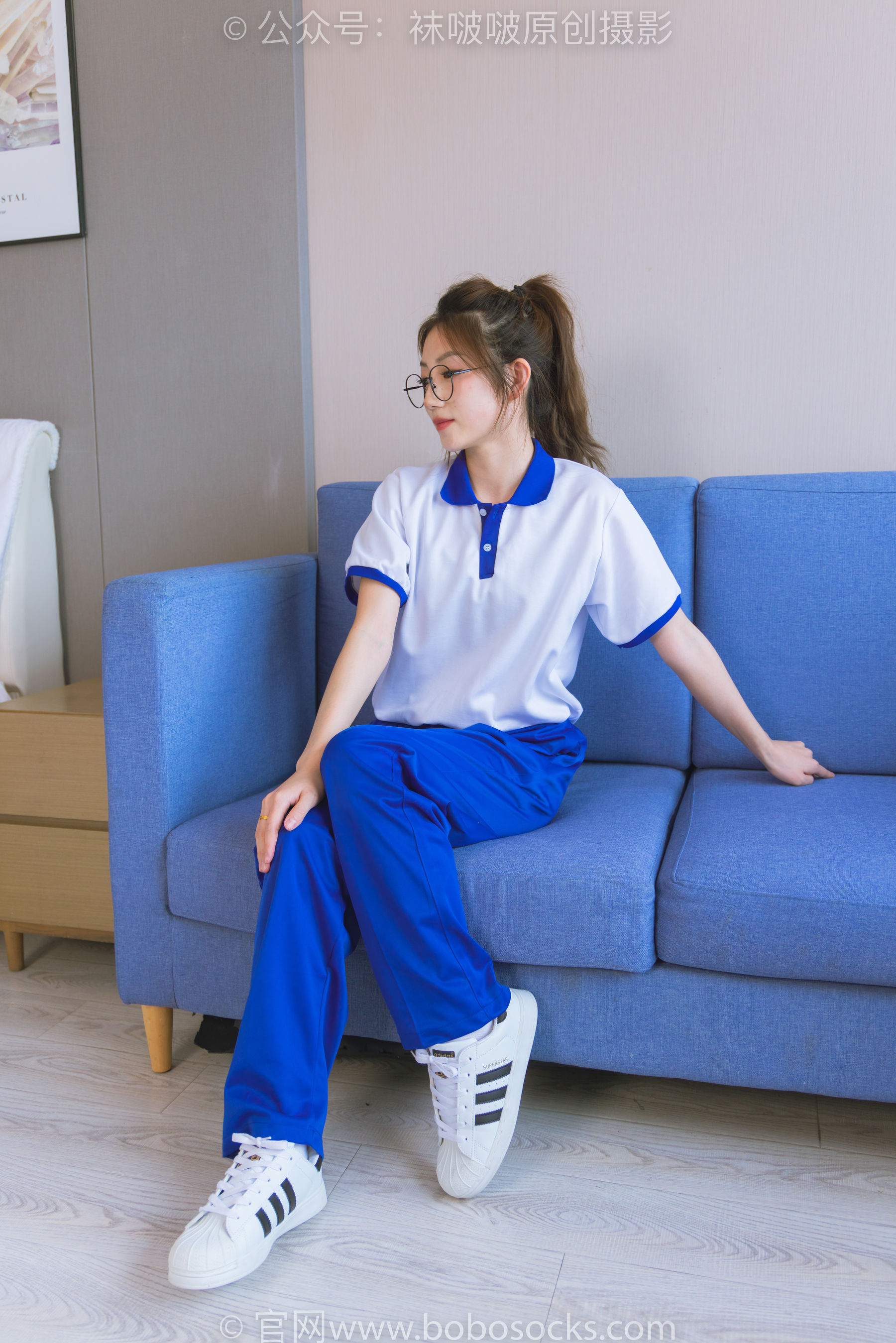 BoBoSocks袜啵啵 No.193 小沫-贝壳头板鞋、白棉袜、肉丝、校服裤里丝