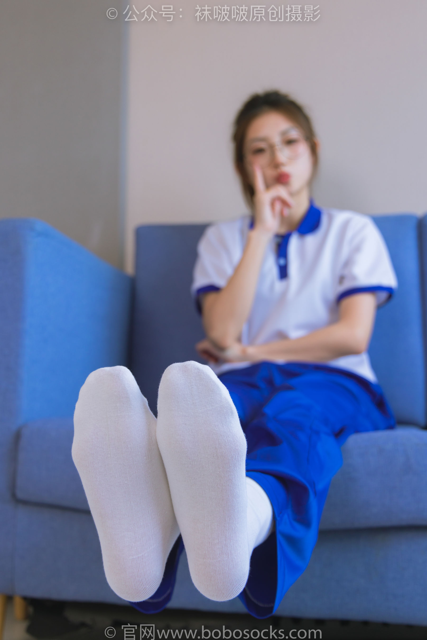 BoBoSocks袜啵啵 No.193 小沫-贝壳头板鞋、白棉袜、肉丝、校服裤里丝