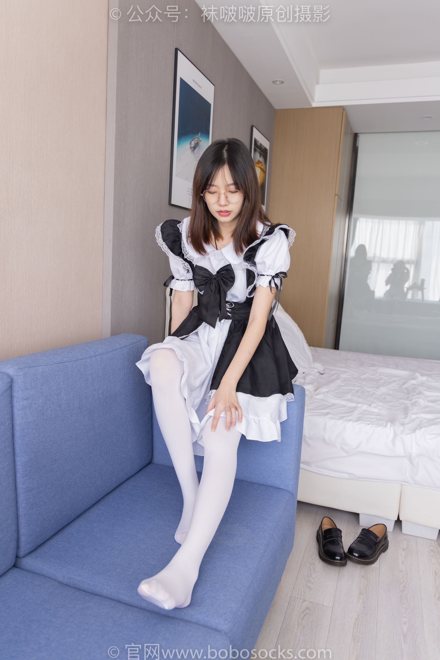 BoBoSocks袜啵啵 No.195 小甜豆-黑皮鞋、厚白丝、女仆装