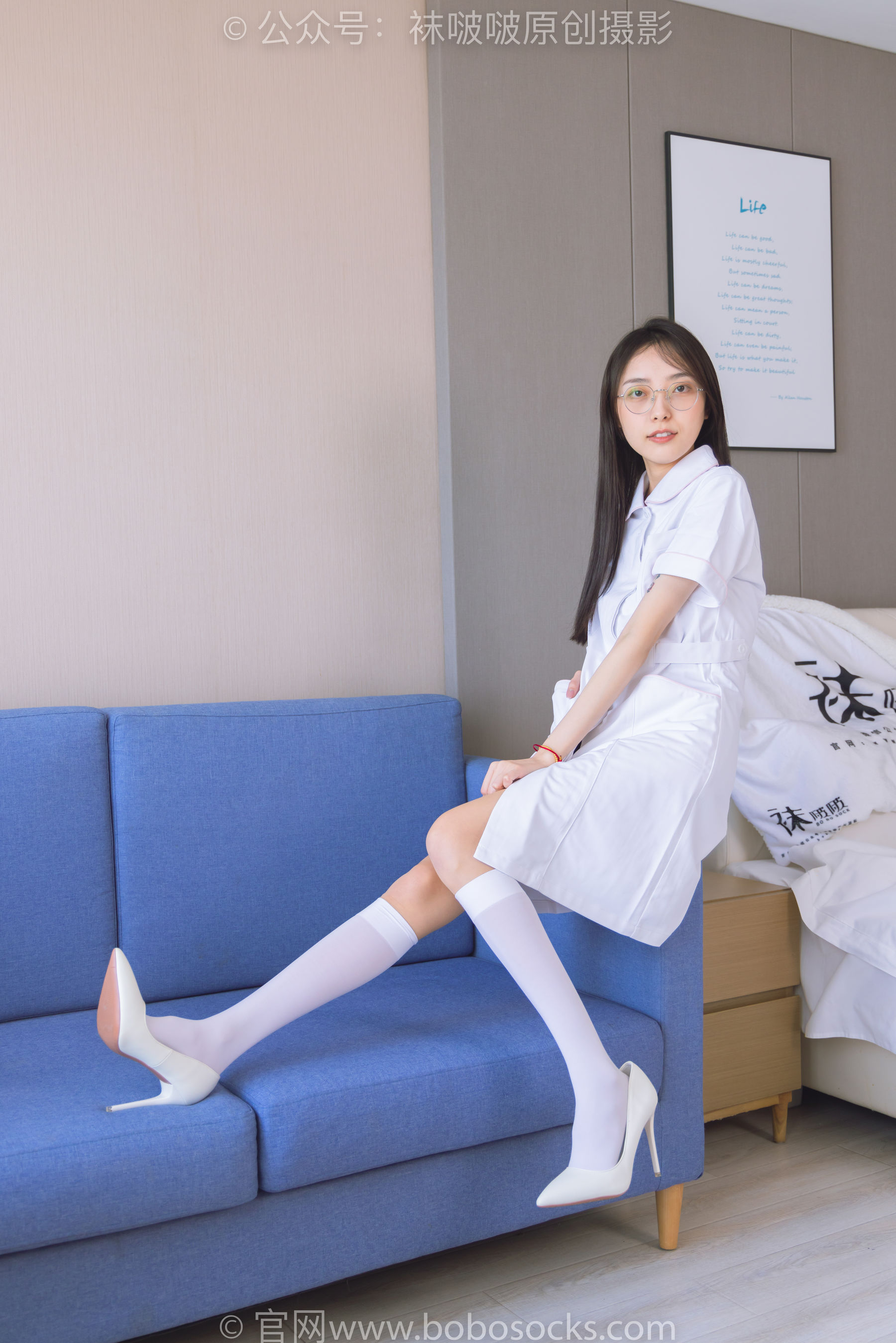 BoBoSocks袜啵啵 No.196 稚予-高跟鞋、白丝小腿袜、肉丝、护士装
