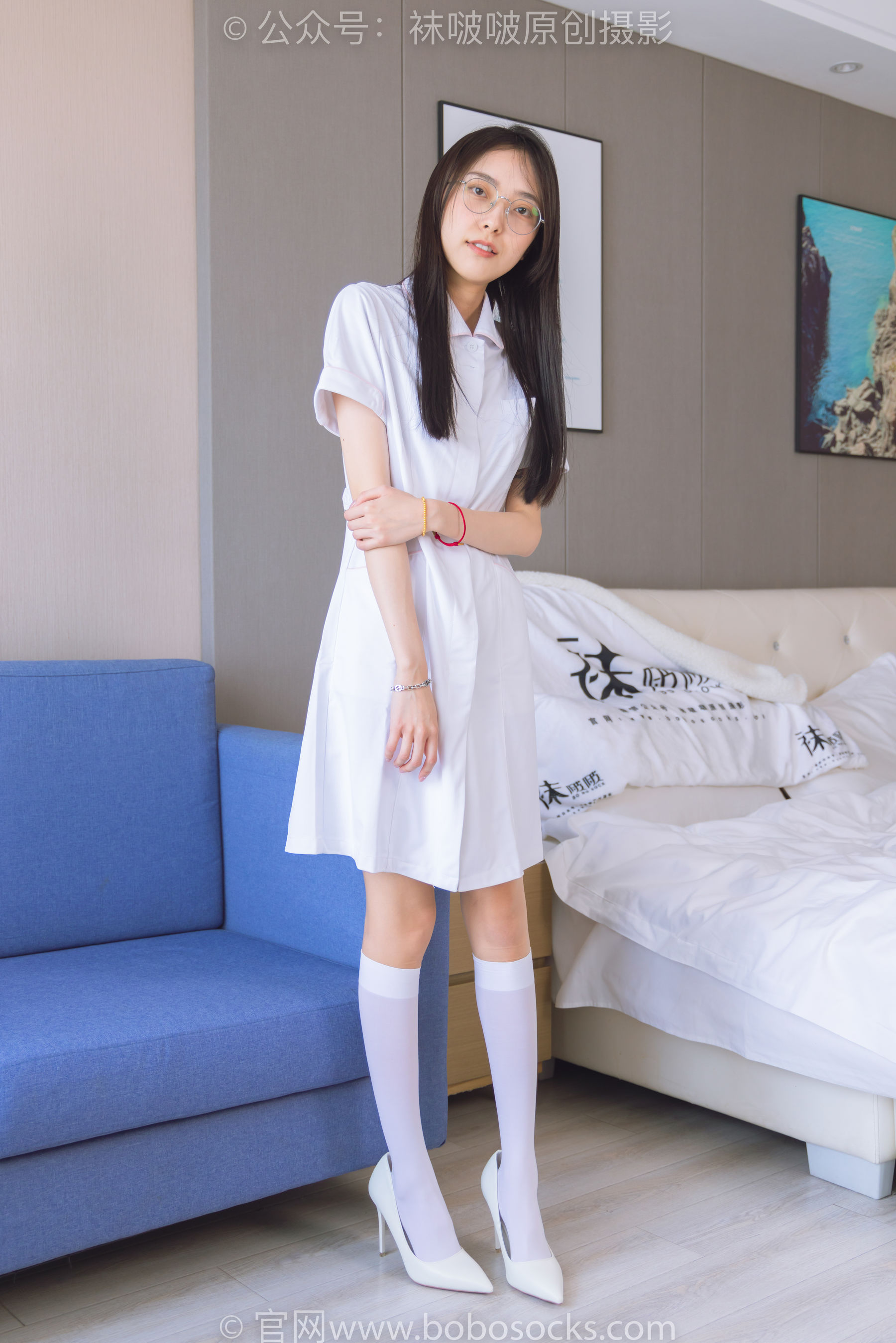 BoBoSocks袜啵啵 No.196 稚予-高跟鞋、白丝小腿袜、肉丝、护士装